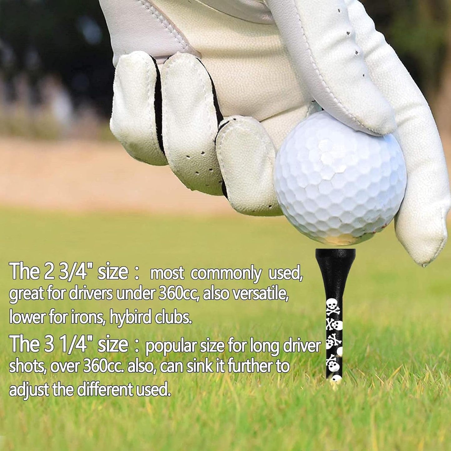 FINGER TEN Golf Tees Wood 3 1/4 2 3/4 Inch Wooden Bamboo 50/120 Count, Durable Biodegradable Colored Bulk Tee 70mm 83mm