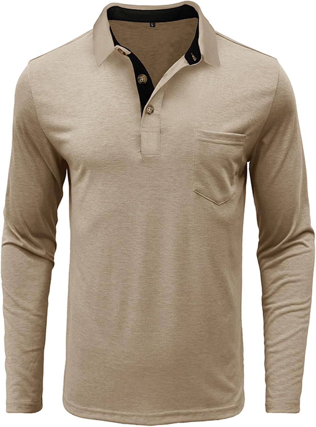 Mens Long Sleeve Polo Shirts Casual Moisture Wicking Golf Polo Shirts with Pocket