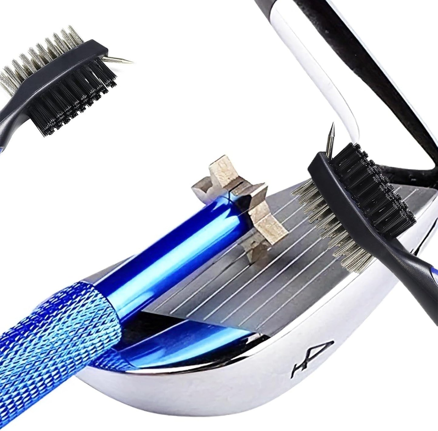 Golf Club Groove Sharpener with 6 Heads Re-Grooving Cleaning Tool Golf Accessory for All Irons Pitching Sand Lob Gap, Utility Clubs and Approach Wedges