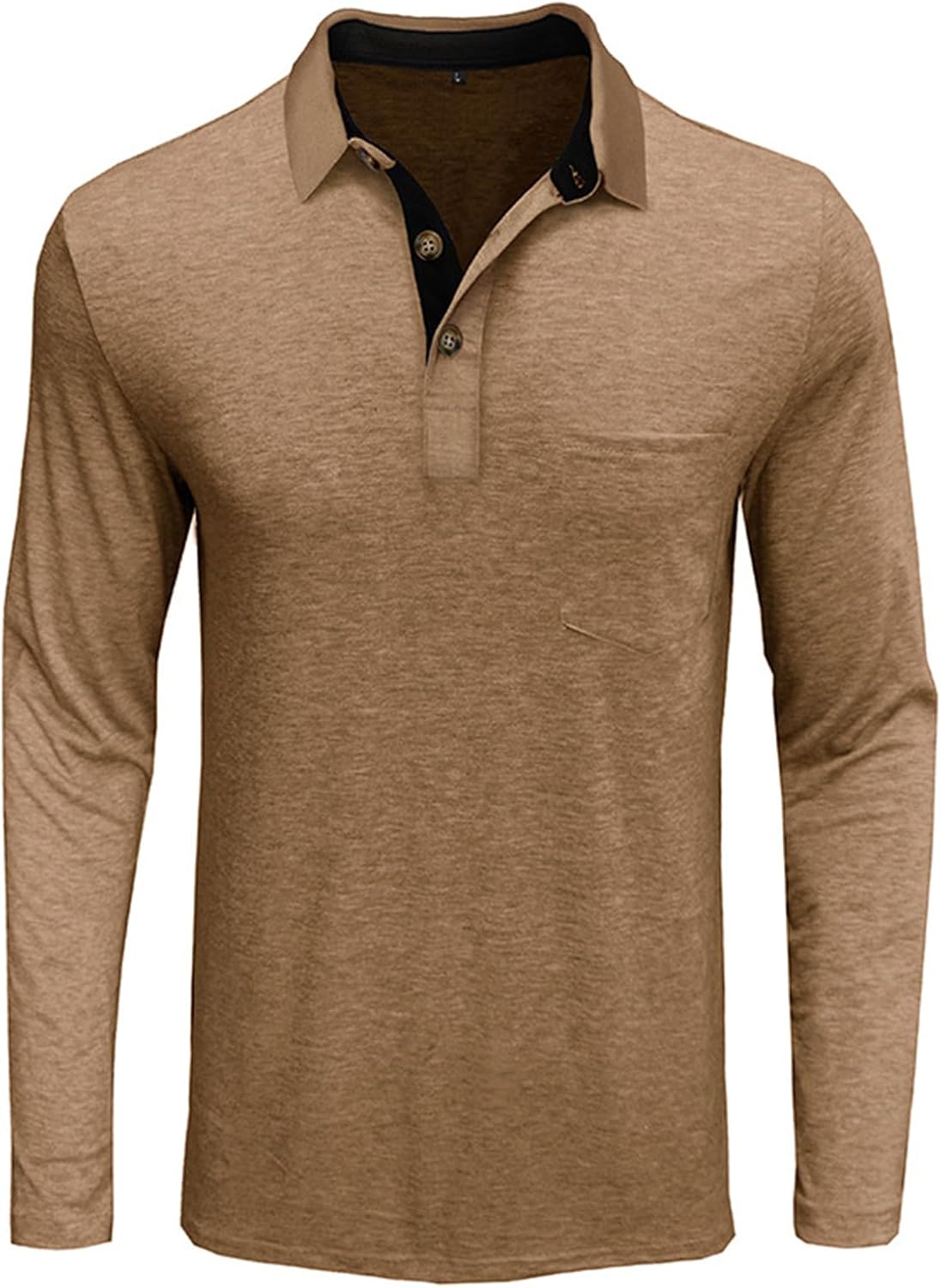 Mens Long Sleeve Polo Shirts Casual Moisture Wicking Golf Polo Shirts with Pocket
