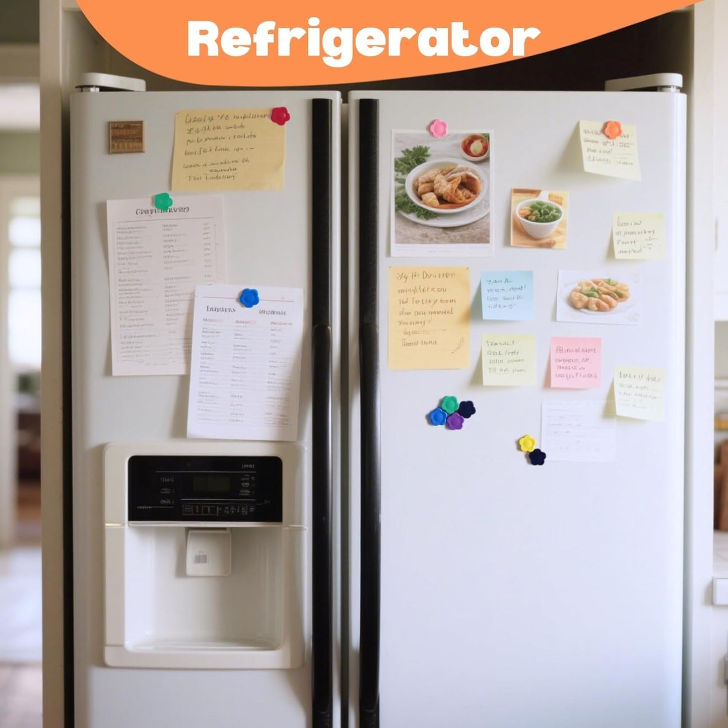 Fridge Magnets - 10 Pack Heavy Duty Refrigerator Magnets - Small Strong Magnets for Whiteboard, Lockers, Crafts, Kitchen, Office & Classroom - Decorative Cute Mini Sunflower Magnet (10 Colors)