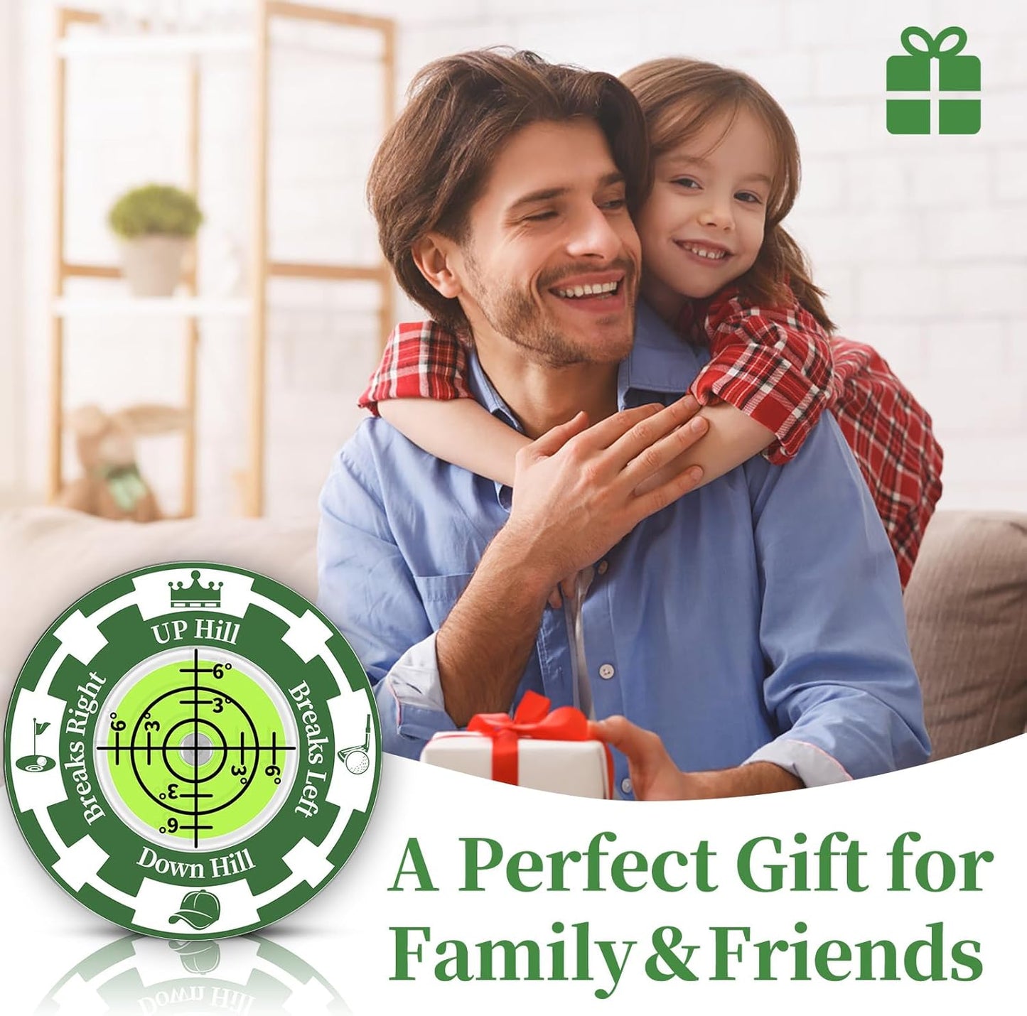 Golf Green Reader, 2 Pack Golf Ball Marker Hat Clip with High Precision Horizontal Bubble, Putting Training Aid Golf Accessories Tool Gift for Men Women