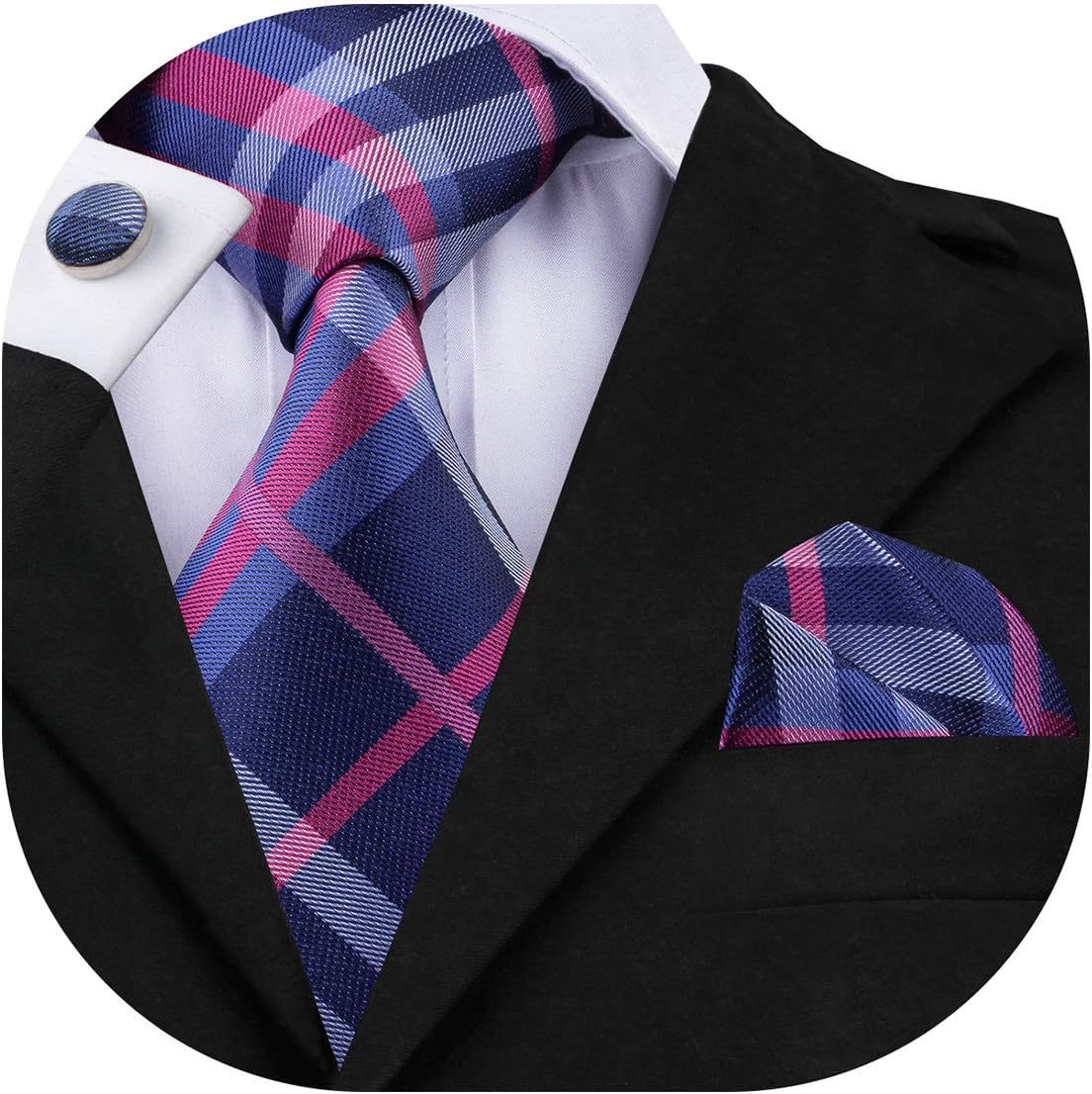 Dubulle Mens Paisley Striped Tie WOVEN Necktie for Men and Handkerchief Cufflinks Set Wedding Formal Business