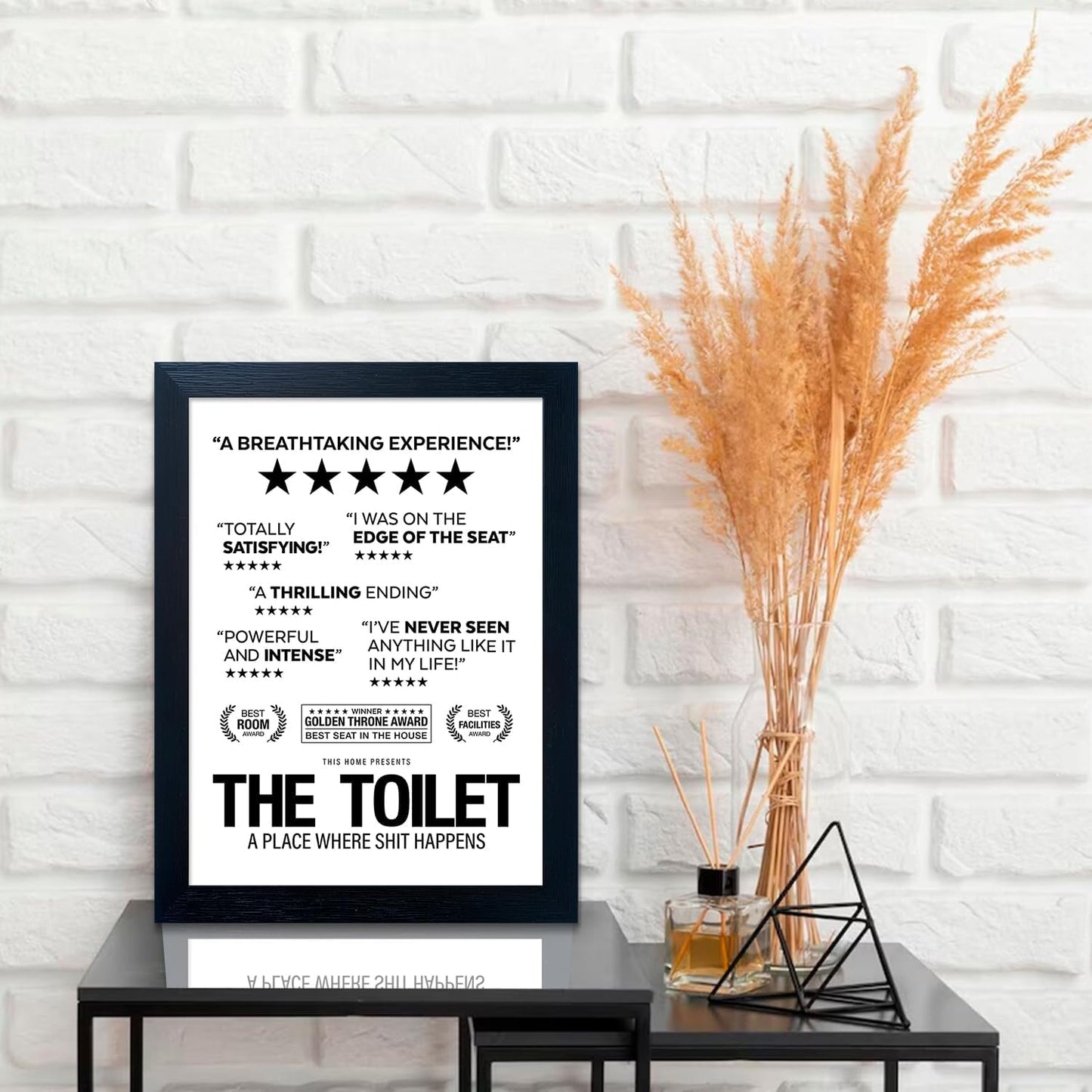 Black and White Bathroom Rules Wall Art, Bathroom Pictures Quote Wall Decor, Framed Toilet Decor Sign, Funny Loo Poop Humor Decorations