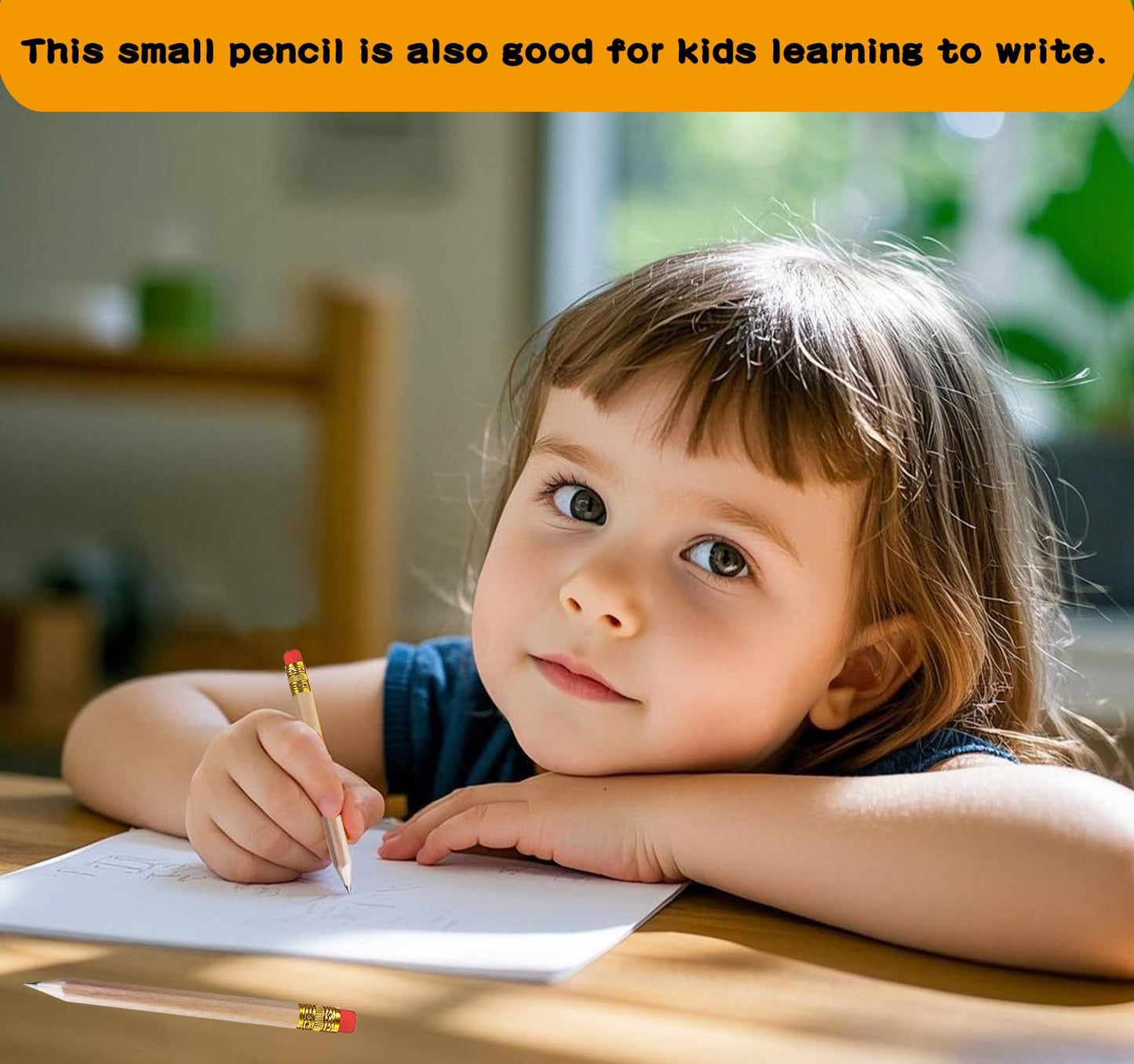 Adhere 50pcs Golf Pencils with Eraser Hexagon Wooden half Pencils Graphite 2B for Golf Event Scoring, Classroom, Wedding, Pew, Pocket | Free Pencil Sharpener (z-Nature・Hexagon・50pcs)