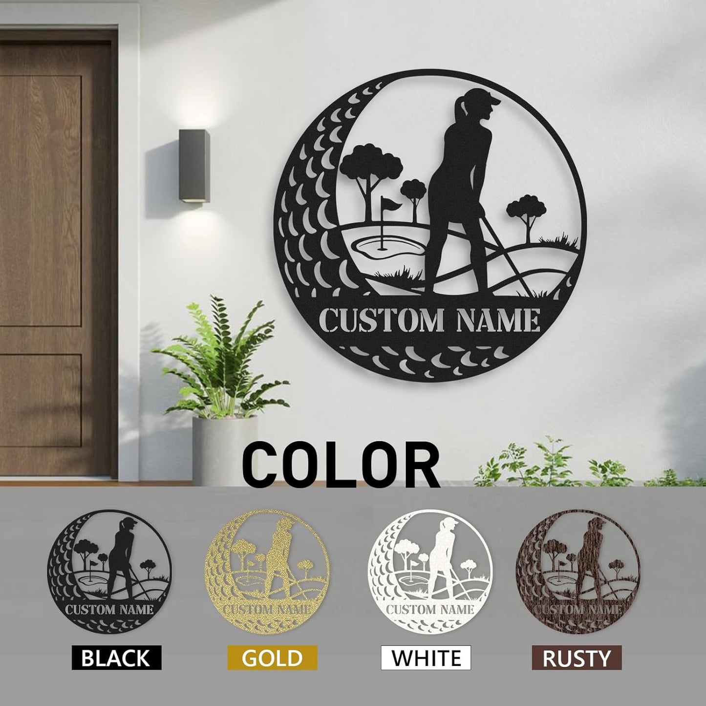 Personalized Golf Metal Wall Decor, Custom Name Sign, Porch Signs Outdoor, Home Deocr, Vintage Golf Wall Art for Office Garage Bar Pub, Personalized Golf Gifts for Women Mom Wife Girl Color02
