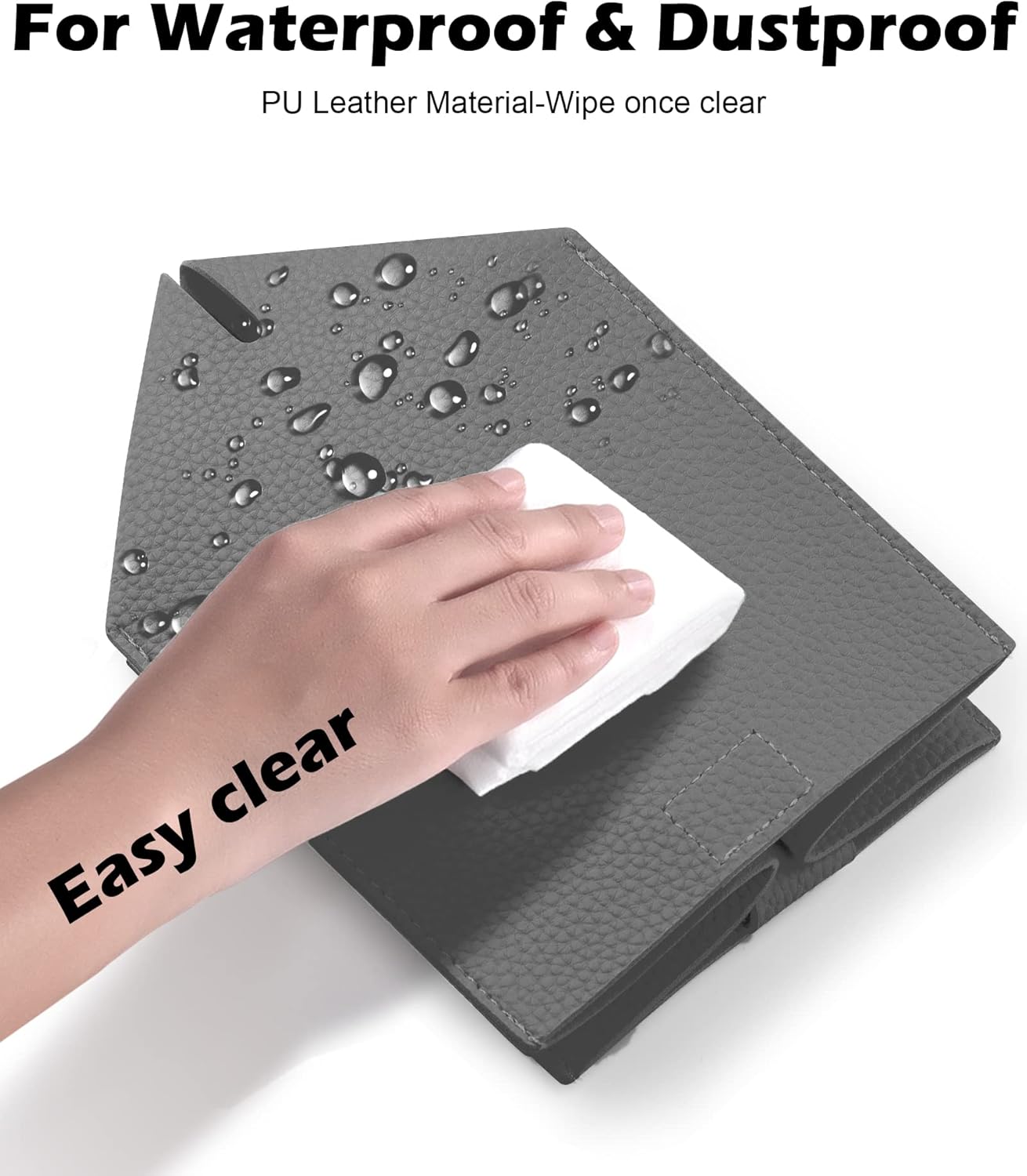 Tissue Box Cover for PU Leather, Modern Simple Solid Color Holder Square Tissue Bag, Ideal for Bathrooms,Office,Car,Outdoor Tent,Dining Table,5"X5"X5", Double Charcoal