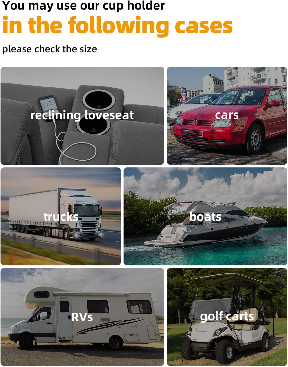 JoyTutus Cup Holder Insert 4pcs for RV Boat Car Couch Golf Cart, Elegant Chrome, Large Plastic Universal Drop in Cup Holder for Pontoon Table Sofa