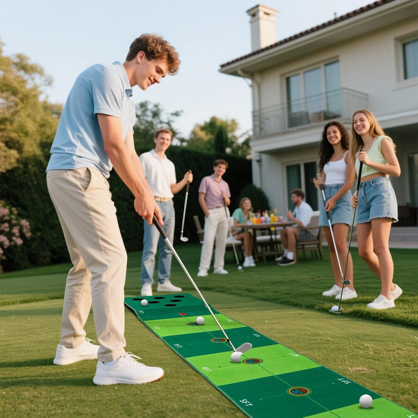 Golf Putting Game Putting Green Golf Putting Mat Indoor Outdoor Pratice Golf Game Set for Office Backyard Party