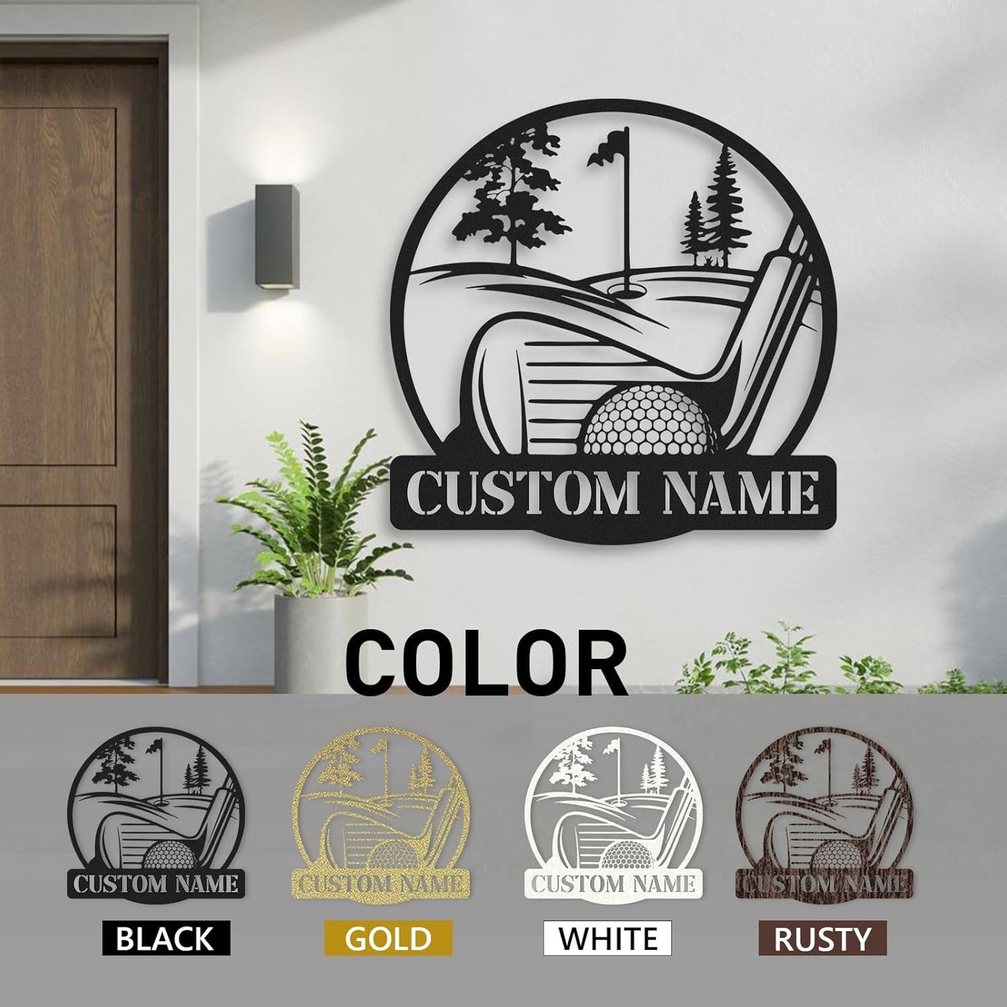 Personalized Golf Metal Wall Art, Vintage Golf Wall Decor, Custom Signs Outdoor Metal, Sports Theme Home Decor for Man Cave Office Garage Bar, Personalized Golf Gifts for Men Dad Father Color06