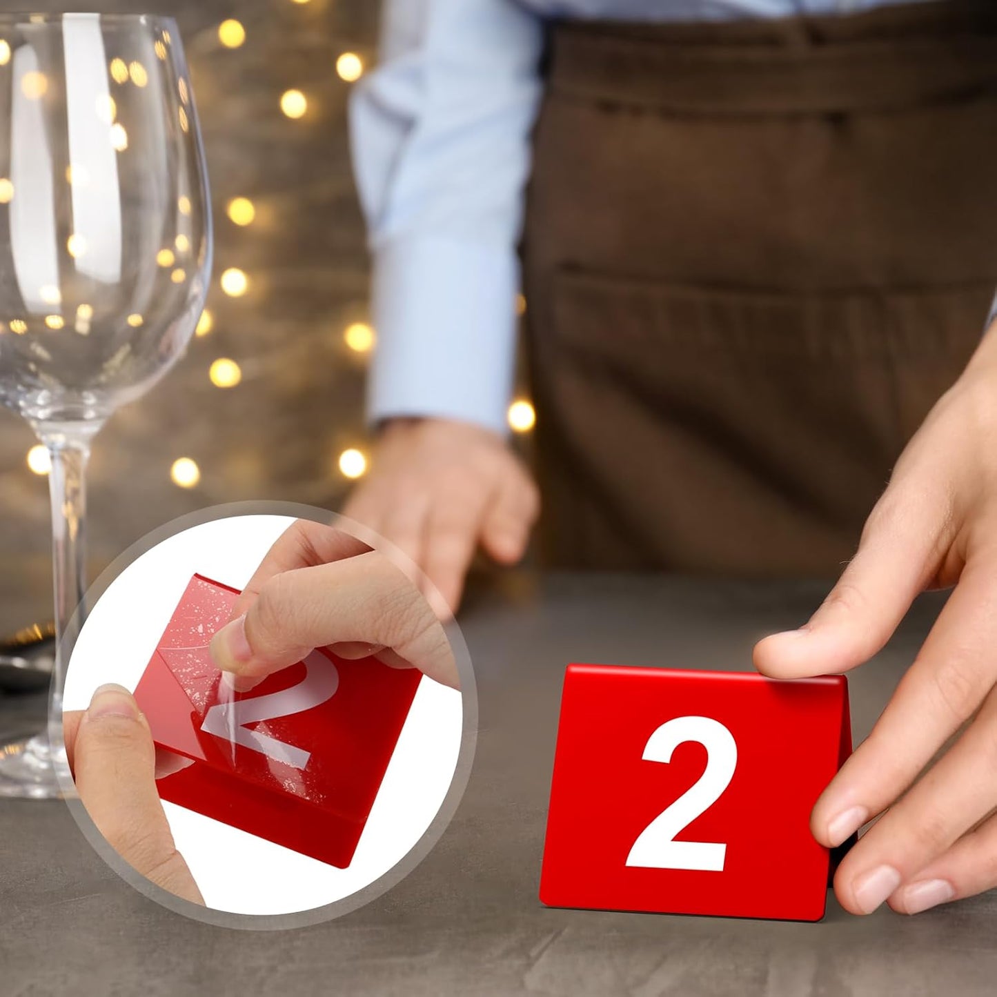 Tuanse Table Numbers 1-25 Acrylic Double Side Numbered Table Tents Plastic Restaurant Wedding Numbers Cards Signs for Party Banquets Wedding Reception(Red, White)