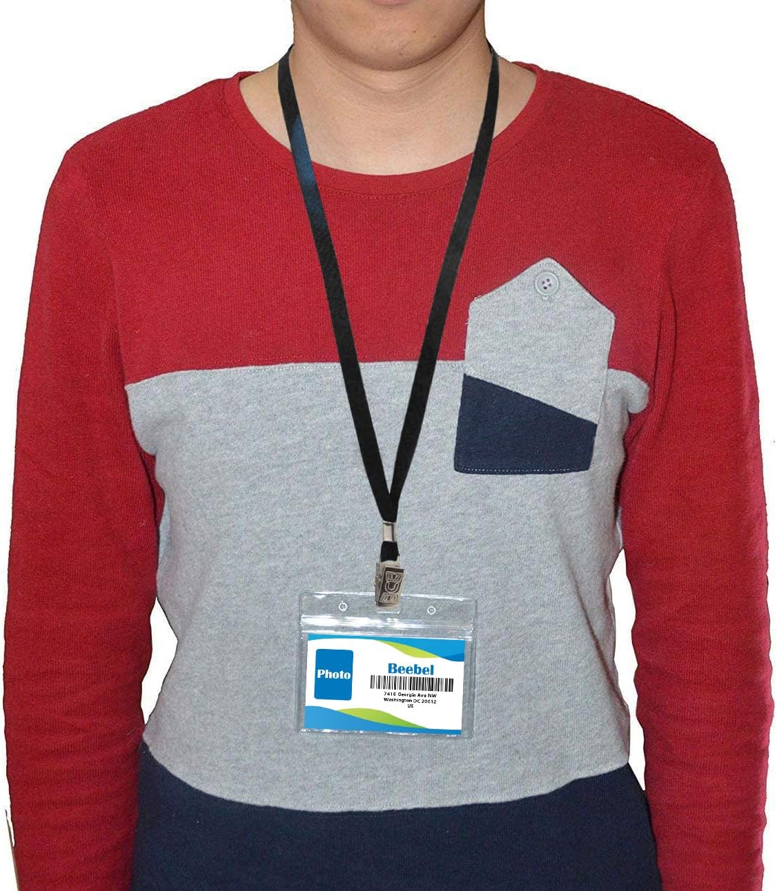 Beebel Gray Lanyards 100 Pack Nylon Flat Badge Lanyard for Id Badge Name Tag (Gray, 100 Pack)