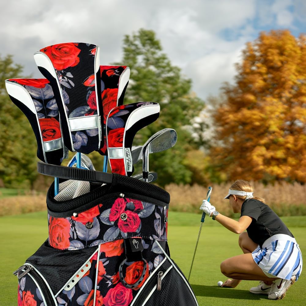 Taboo Fashions Monaco Golf Club Covers for Women - Numbered Golf Headcovers Set for Driver, Fairway and Hybrid Clubs - Weather Resistant, Pack of 4