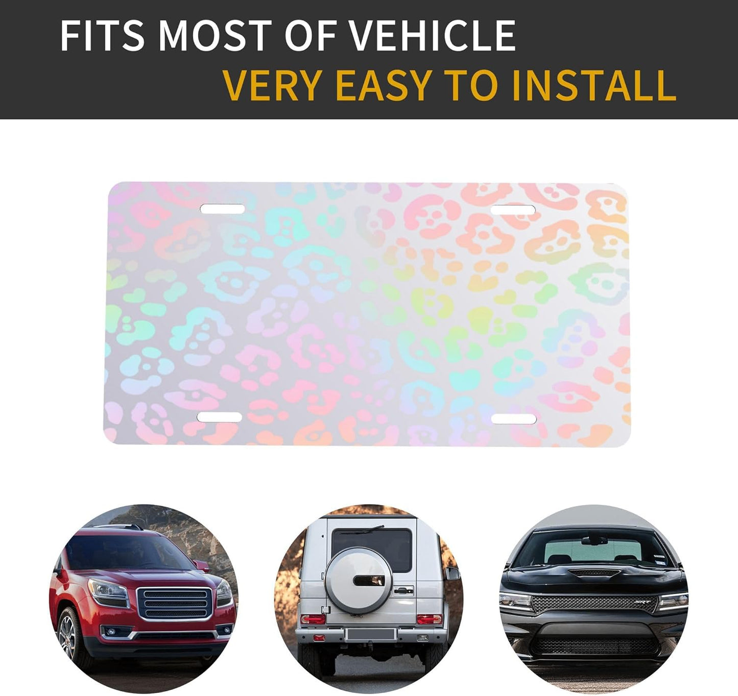 Custom License Plate Personalized Cheetah Leopard Funny Aluminum Front License Plates Decorative Rust-Free Metal Car Plate Covers for Women Men Car Tag Accessories fit Truck SUV Rv 12 X 6 in