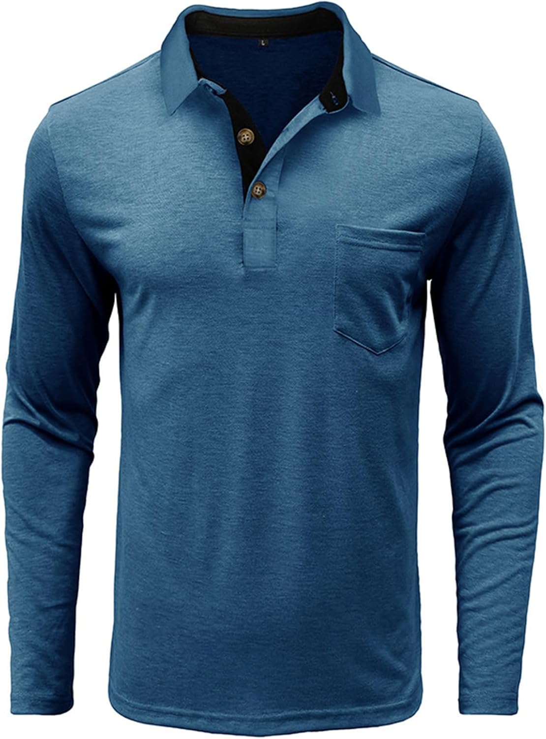 Mens Long Sleeve Polo Shirts Casual Moisture Wicking Golf Polo Shirts with Pocket