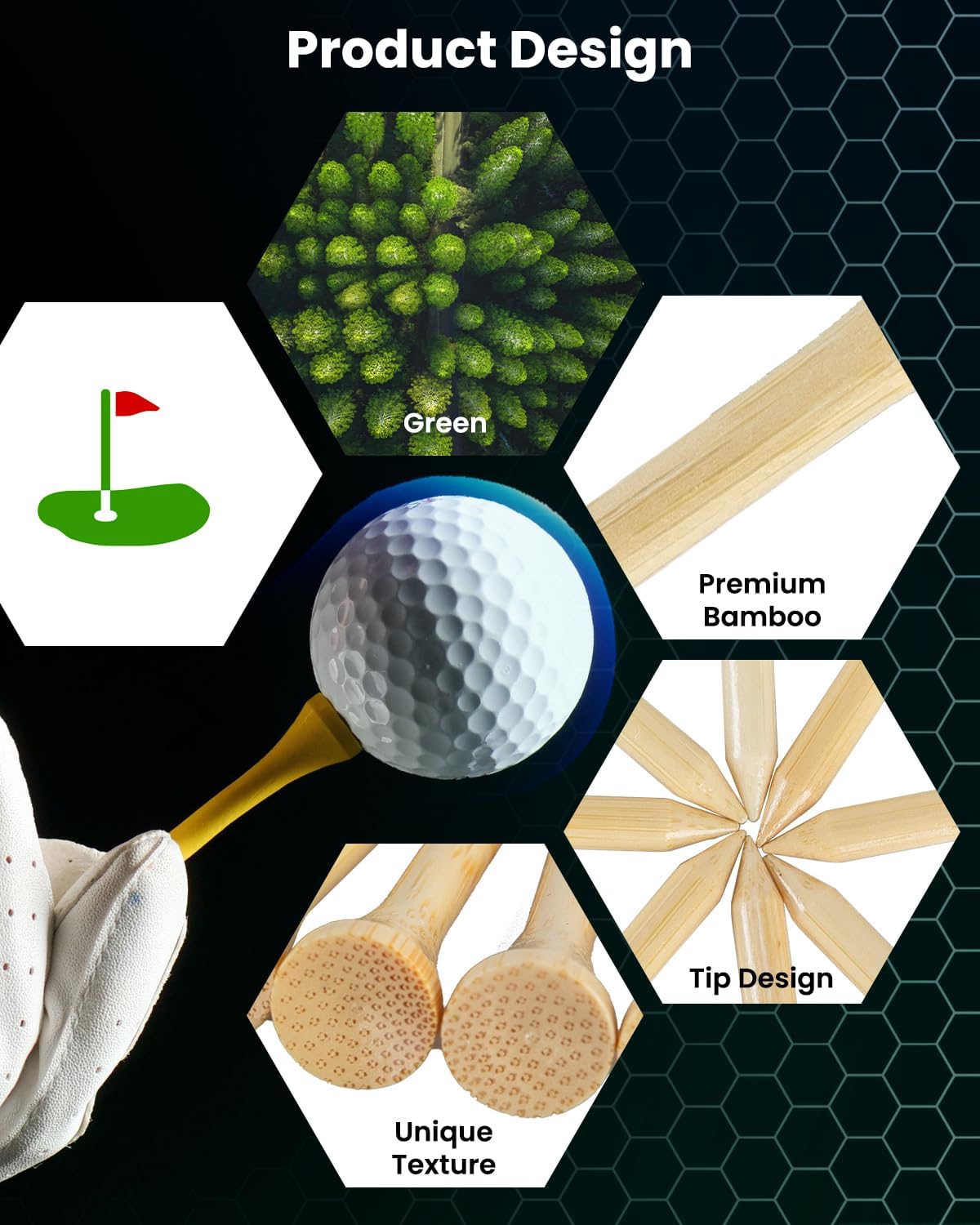 Bamboo Golf Tees 1000 PCS, 2-3/4 inch(70mm) & 3-1/4 inch (83mm) Length, Stronger Than Wood Tees