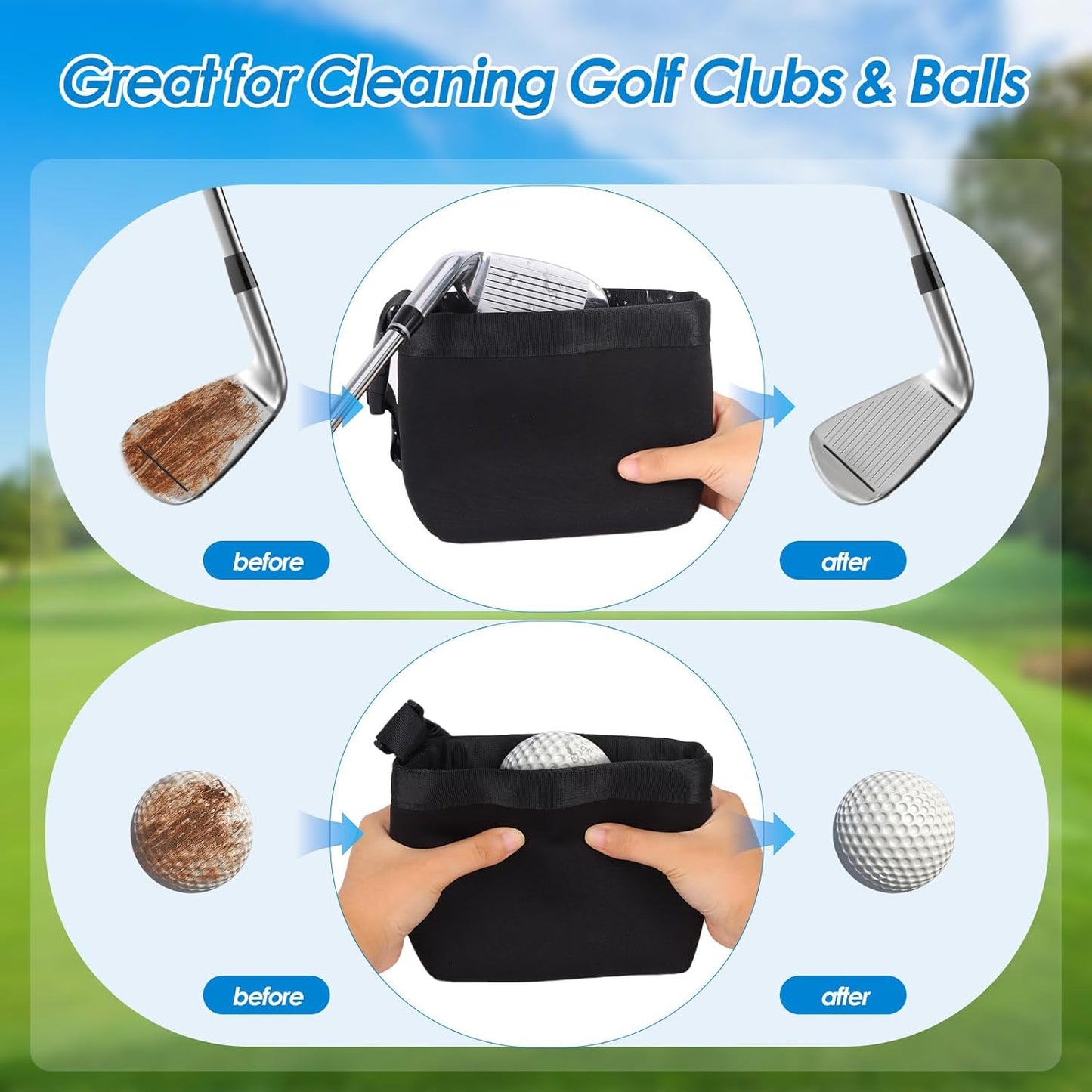 Golf Club Cleaning Kit with Golf Club Cleaner with Water Golf Towel Divot Repair Tool Groove Sharpener Golf Ball Alignment Kit Complete Golf Cleaning Kit Golf Accessories for Women Men