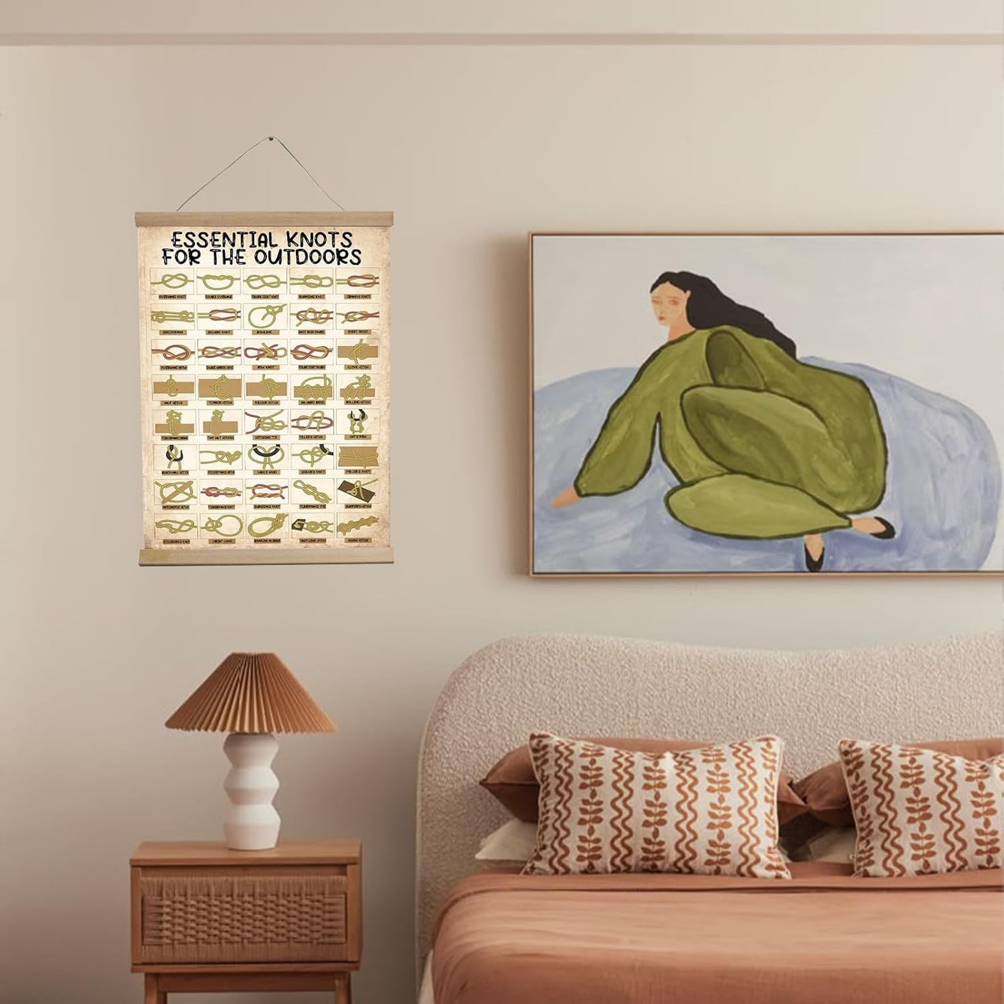 BUPOfromcn Outdoor Knots - Waterproof Knot Tying Hanging Poster- Includes 40 Rope Knots For Camping, Backpacking, Scouting Scenarios Boy Scout Gifts 12x16inche Survival Art Prints