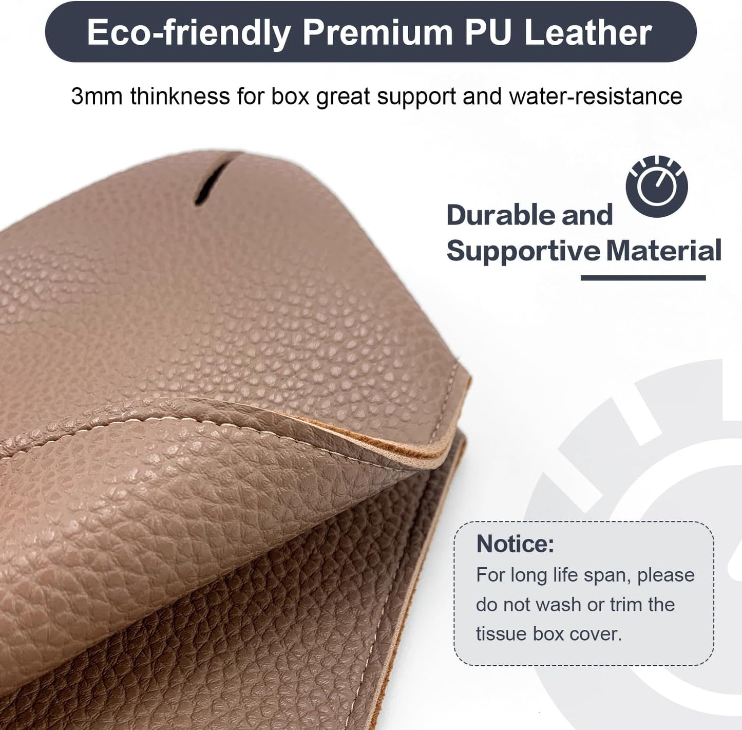 Tissue Box Cover 5X5X5'' PU Leather Tissue Holder Square Tissue Cube Box Organizer for Bathroom Vanity Countertop, Car, Night Stands, Office, Home, Kitchen (1Pack, Loam Red)