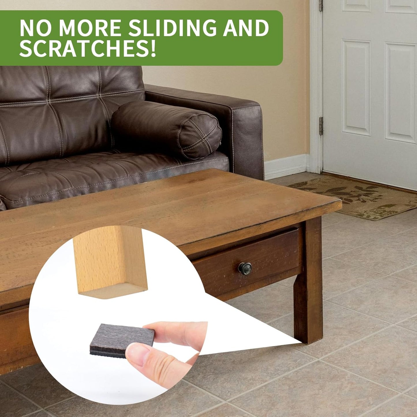 Non Slip Furniture Pads 32 PCS 2'' Square - Anti Slip Furniture Pads - Self Adhesive Rubber Feet Furniture Feet - Chair Leg Floor Protectors - Keep Furniture in Place