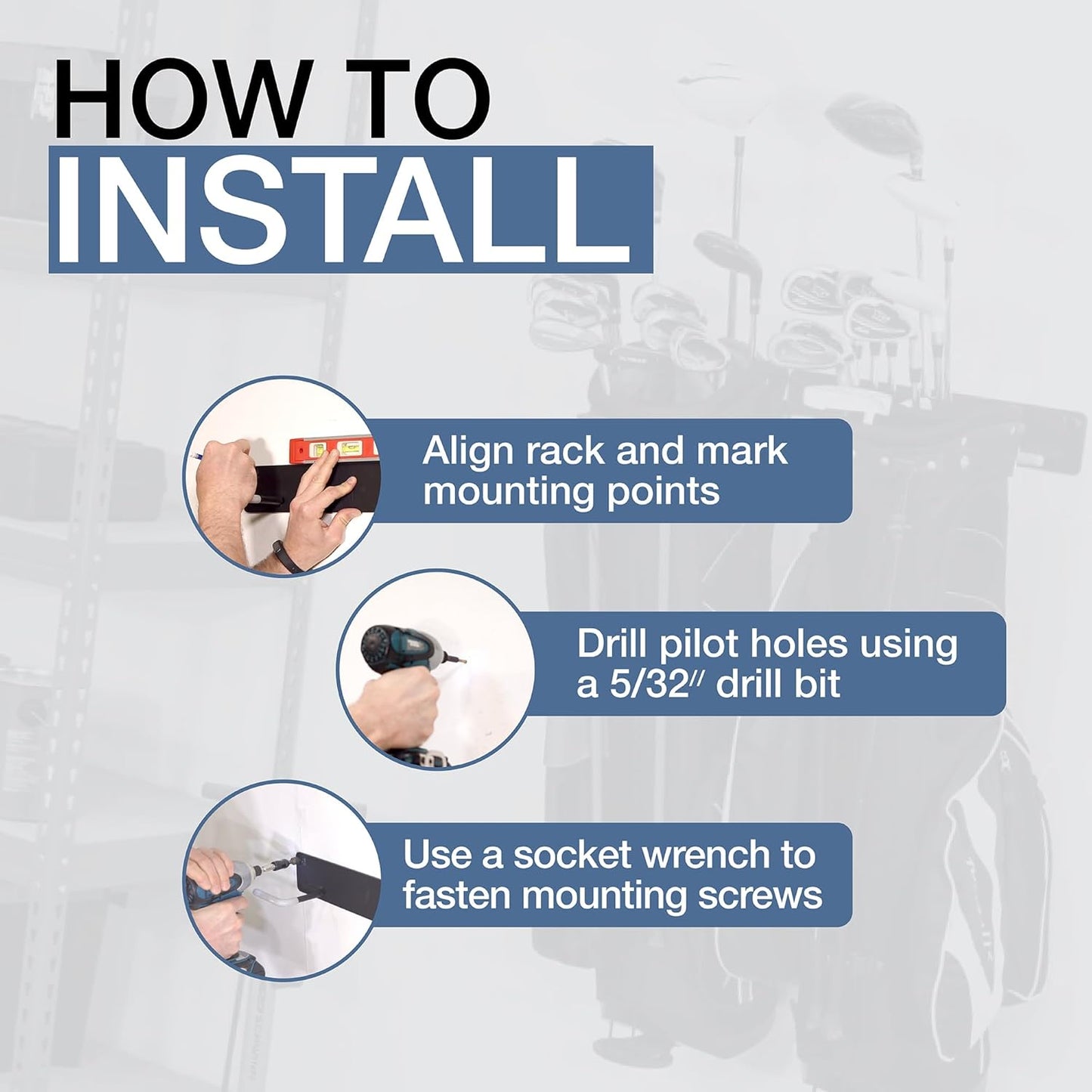 StoreYourBoard BLAT 2 Golf Bag Wall Mount | Home & Garage Storage Hooks | Golf Bag Holder | Heavy-Duty Wall Mount Organizer for Golf Bags & Accessories