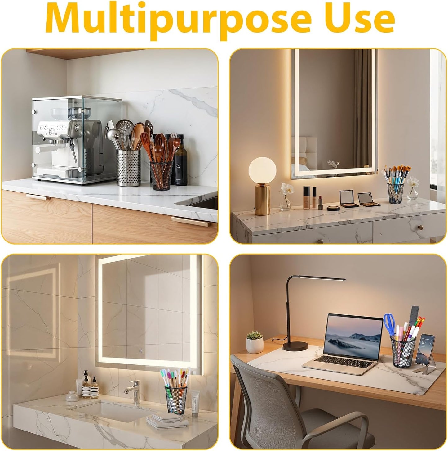 24 Pack Mesh Pen Holders, Bulk Metal Desk Organizer Pencil Cups, Round Premium Black Pencil Holders with Open Mesh Design for Home, Office Supplies, Makeup Brushes