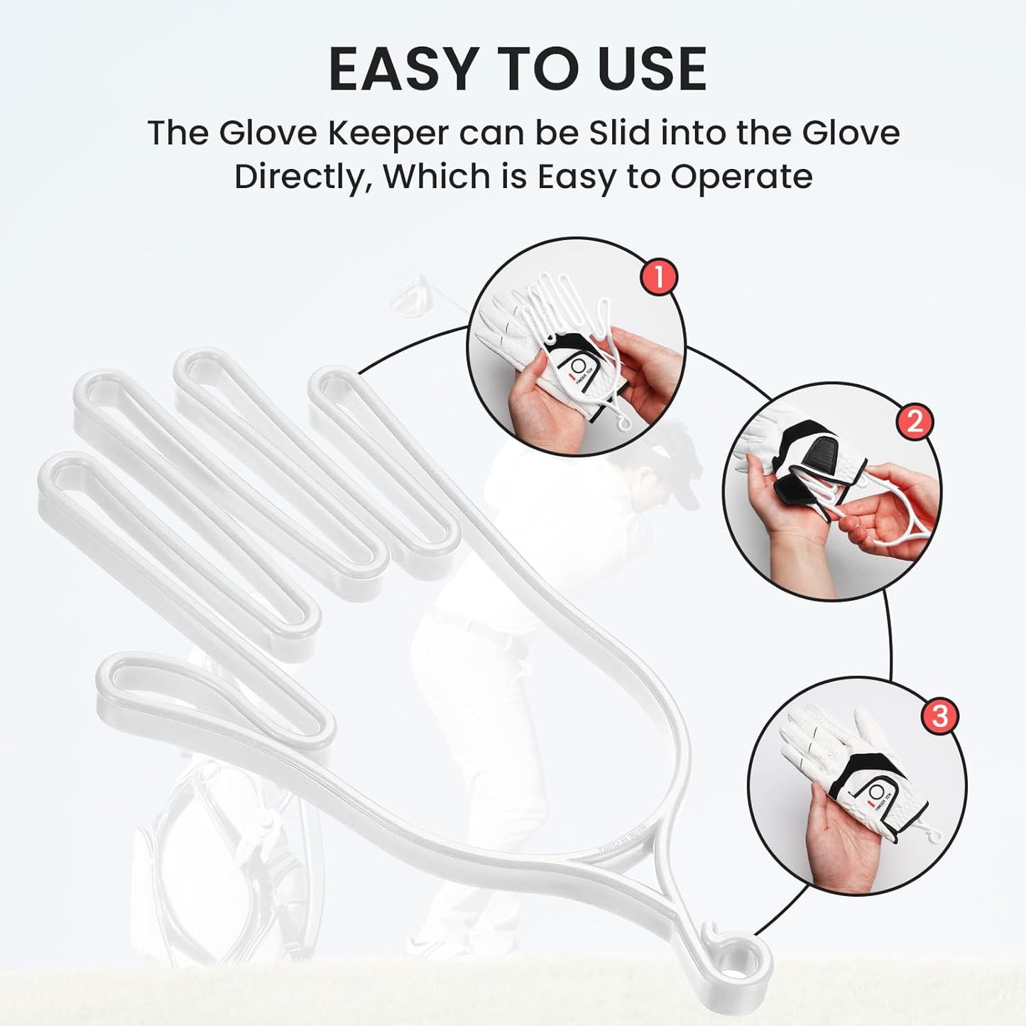 FINGER TEN Golf Gloves Stretcher Holder Hanger Keeper Dryer Shaper Tool Accessories Durable Glove Support Frame Guardian Hook to Bag Gifts for Men Women Golfer