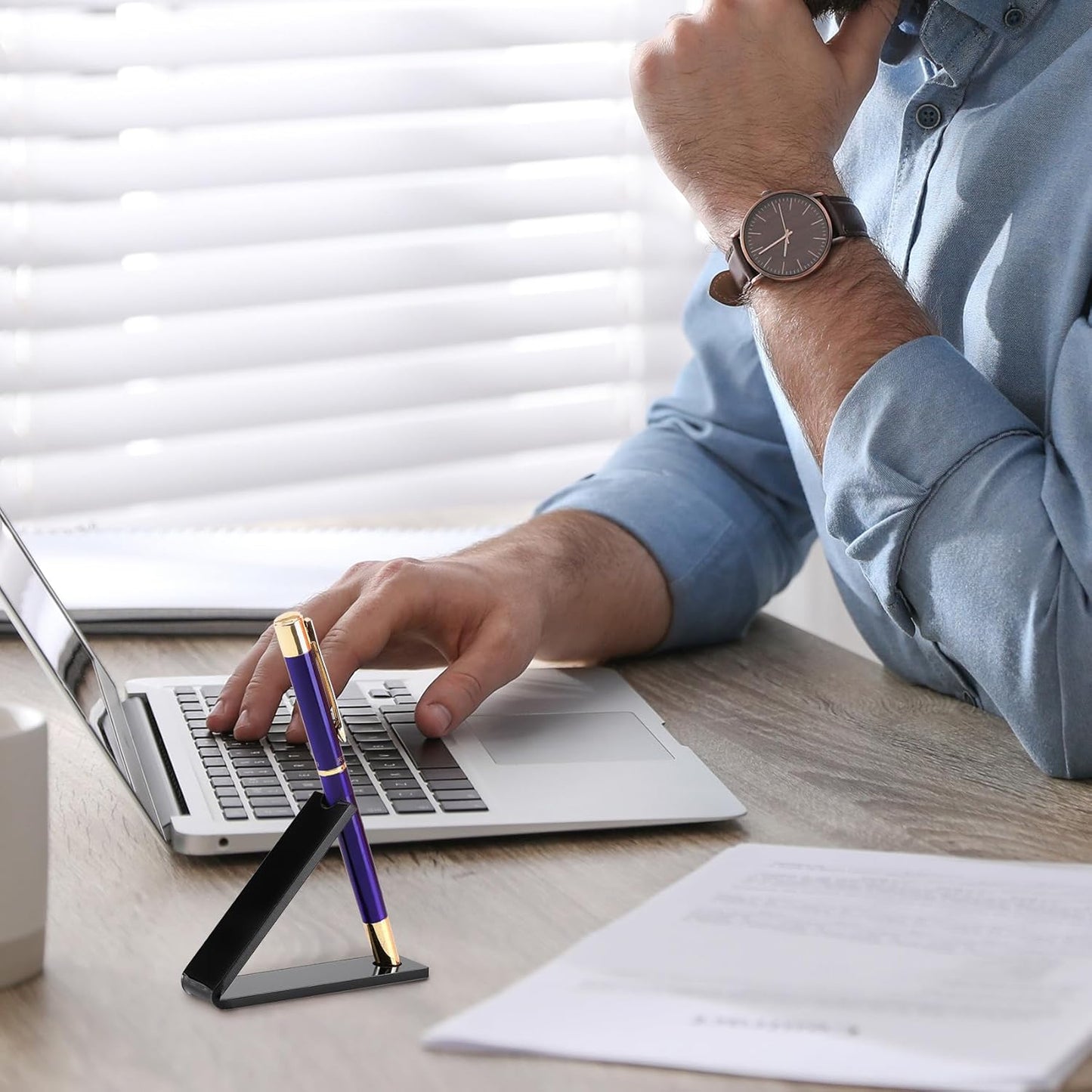 4 Pieces Acrylic Pen Holder Display Stand Black Makeup Brush Rack Organizer Black Pen Stand Paintbrush Drying Rack for Home School Office or Store Use