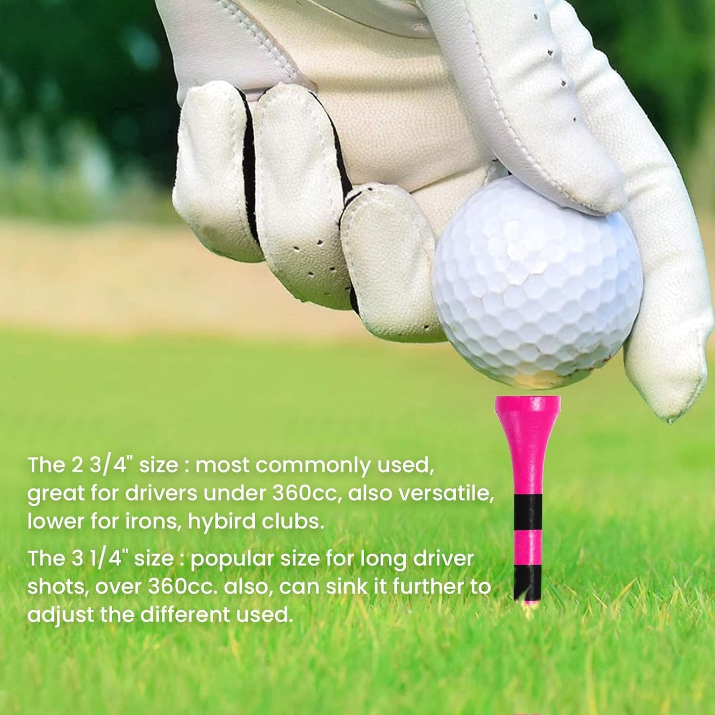 FINGER TEN Golf Tees Wood 3 1/4 2 3/4 Inch Wooden Bamboo 50/120 Count, Durable Biodegradable Colored Bulk Tee 70mm 83mm