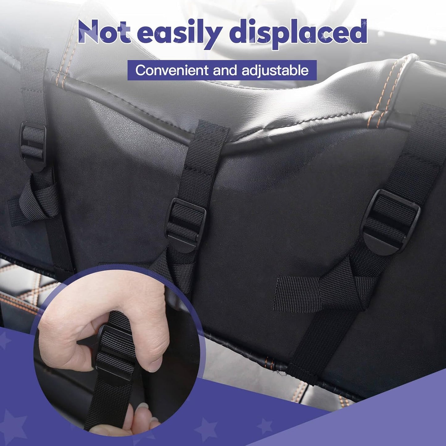 NOKINS Golf Cart Diamond Seat Covers Kit, Fit for EZGO TXT 1994-2013/EZGO RXV OEM Standard Front Seat Cushion, Golf Cart Vinyl Seat Cover, No Nails Required (Black and Brown Stitching)