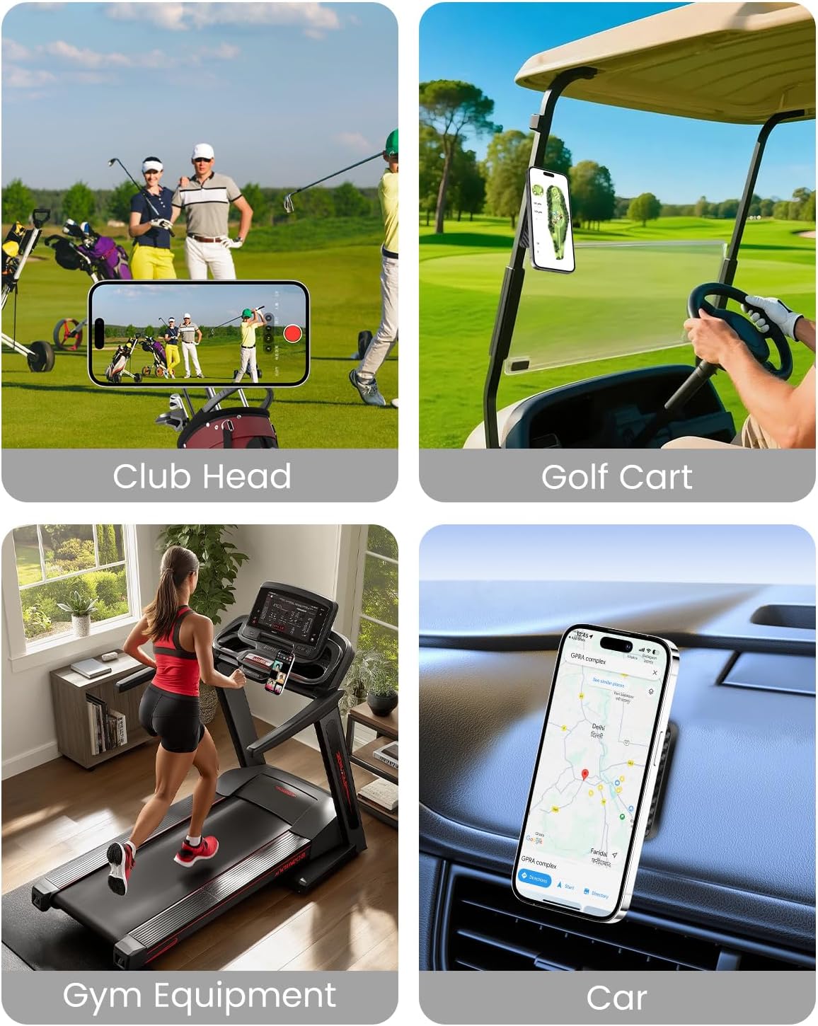 MENOLY Magnetic Golf Cart Phone Holder Compatible with EZGO, Club Car, Yamaha,Golf Cart Phone Mount Fits with iPhone 16 15 14 13 12 Pro Max Plus, Galaxy, Google Golf Cart Accessories Gift for Men