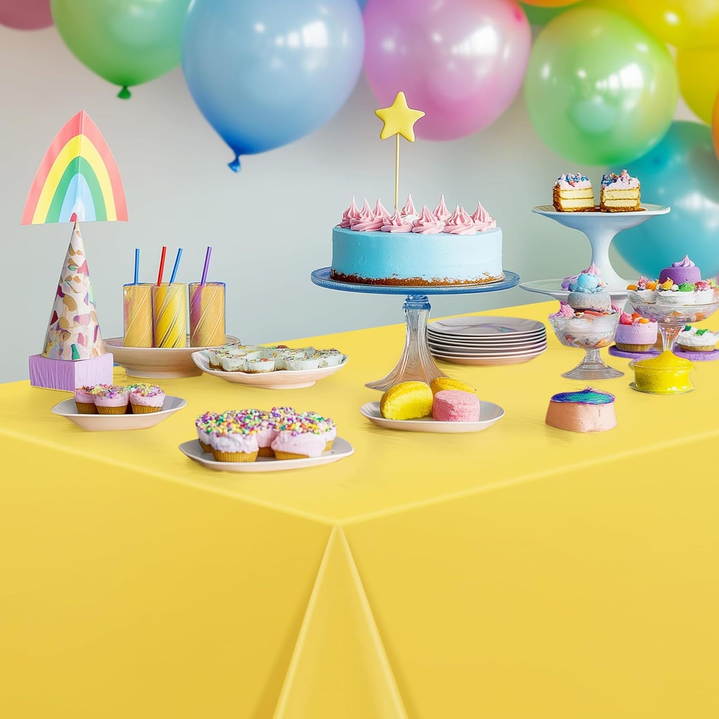 6 Pieces Thanks Series Rectangle Tablecloth, 54x72 Solid Color Waterproof & Spillproof Disposable Plastic Table Cover, Durable Party Tablecloth for Dining, Buffet, Picnic, Outdoor Events