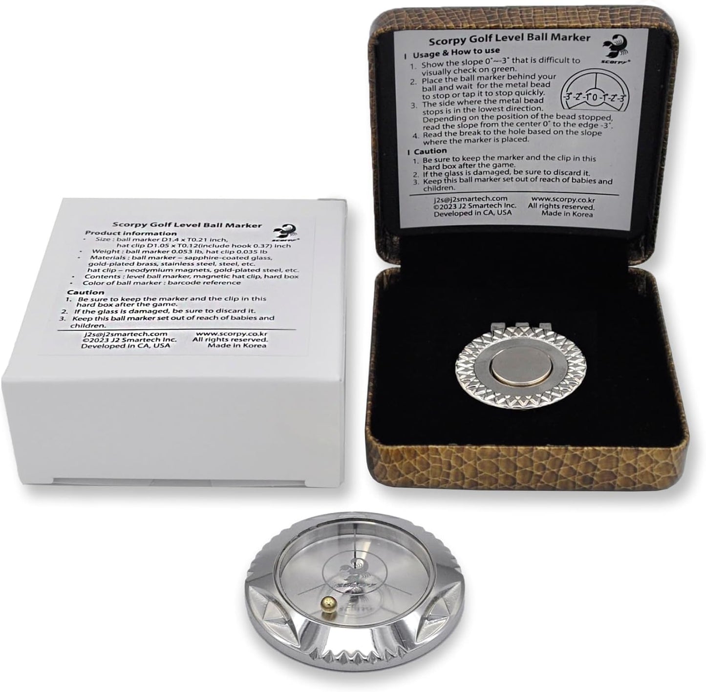 scorpy Golf Level Ball Marker with Metal Bead and Hat Clip, High Precision Putting Green Reading Aid Golf Accessories, Precision Alignment Tool for Perfect Putts