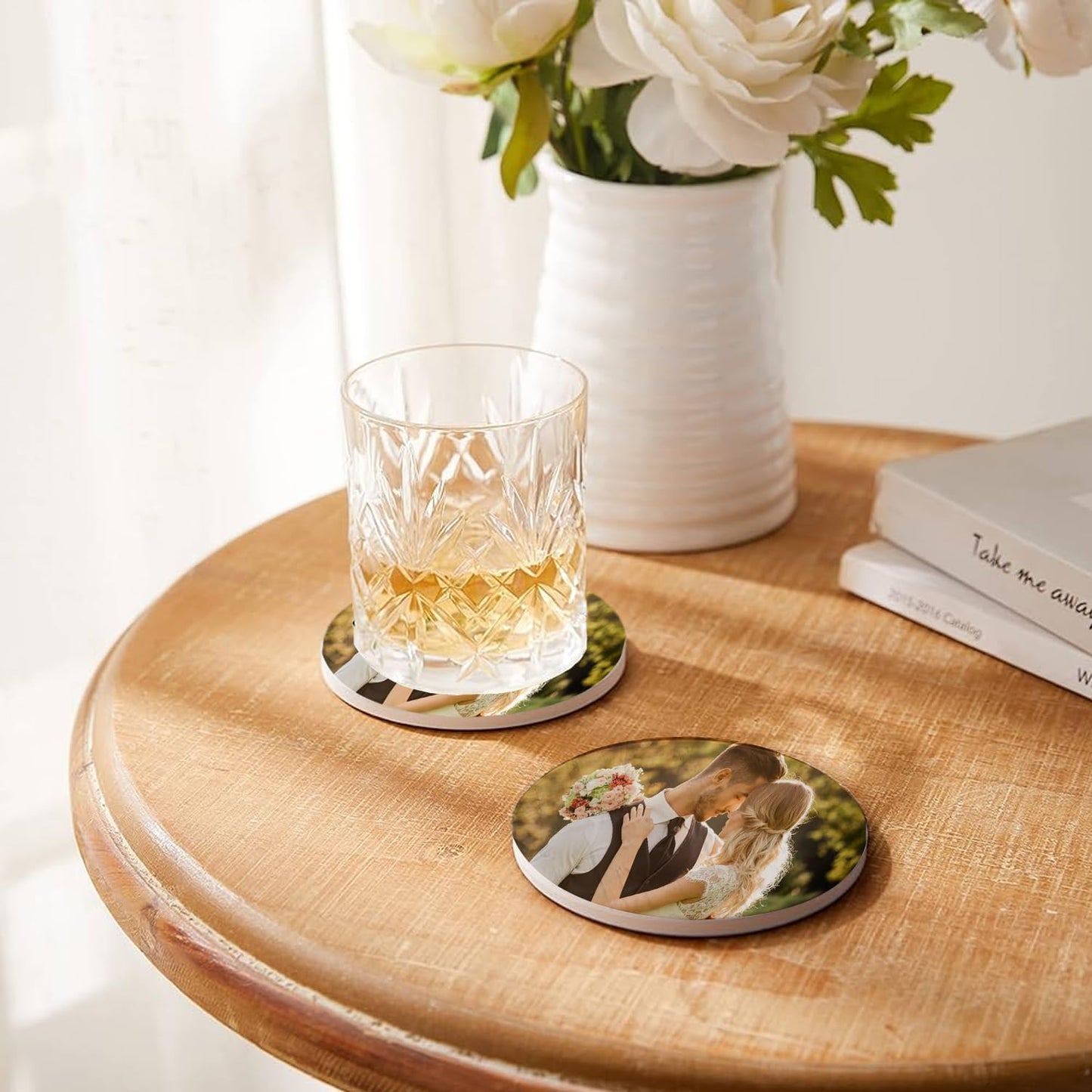 Custom Coasters, Personalized Ceramic Coasters for Crafts, Customized Drink Coaster with Your Photo, Text and Logo, for Weddings, Bars, Homes, Offices