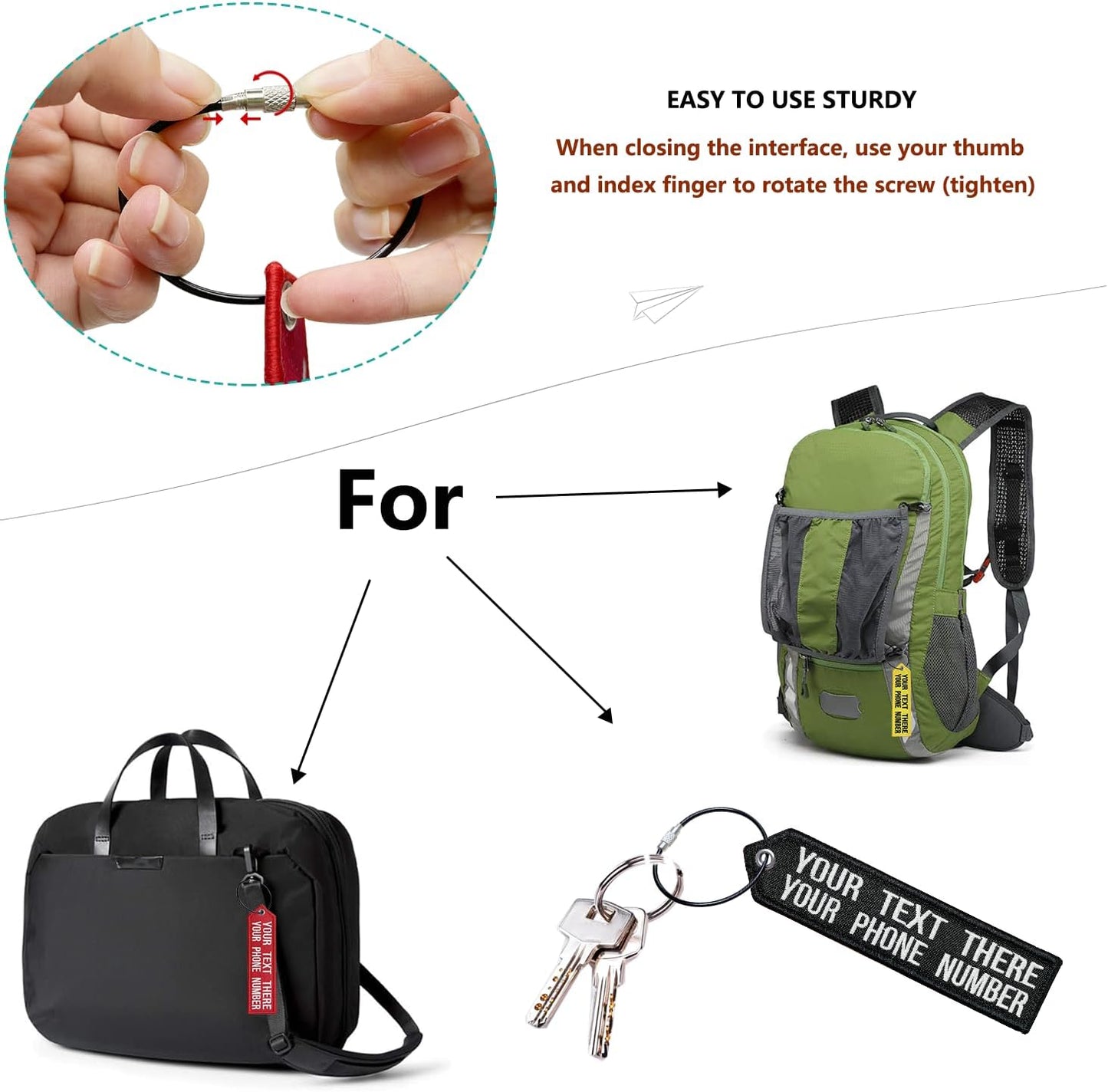 Personalized Luggage Tag, Customized Travel Suitcases Labels Tags with Stainless Steel Loop for Luggage,Crate,Belt,Key for Men Women Kids Girls Travel /2 Line