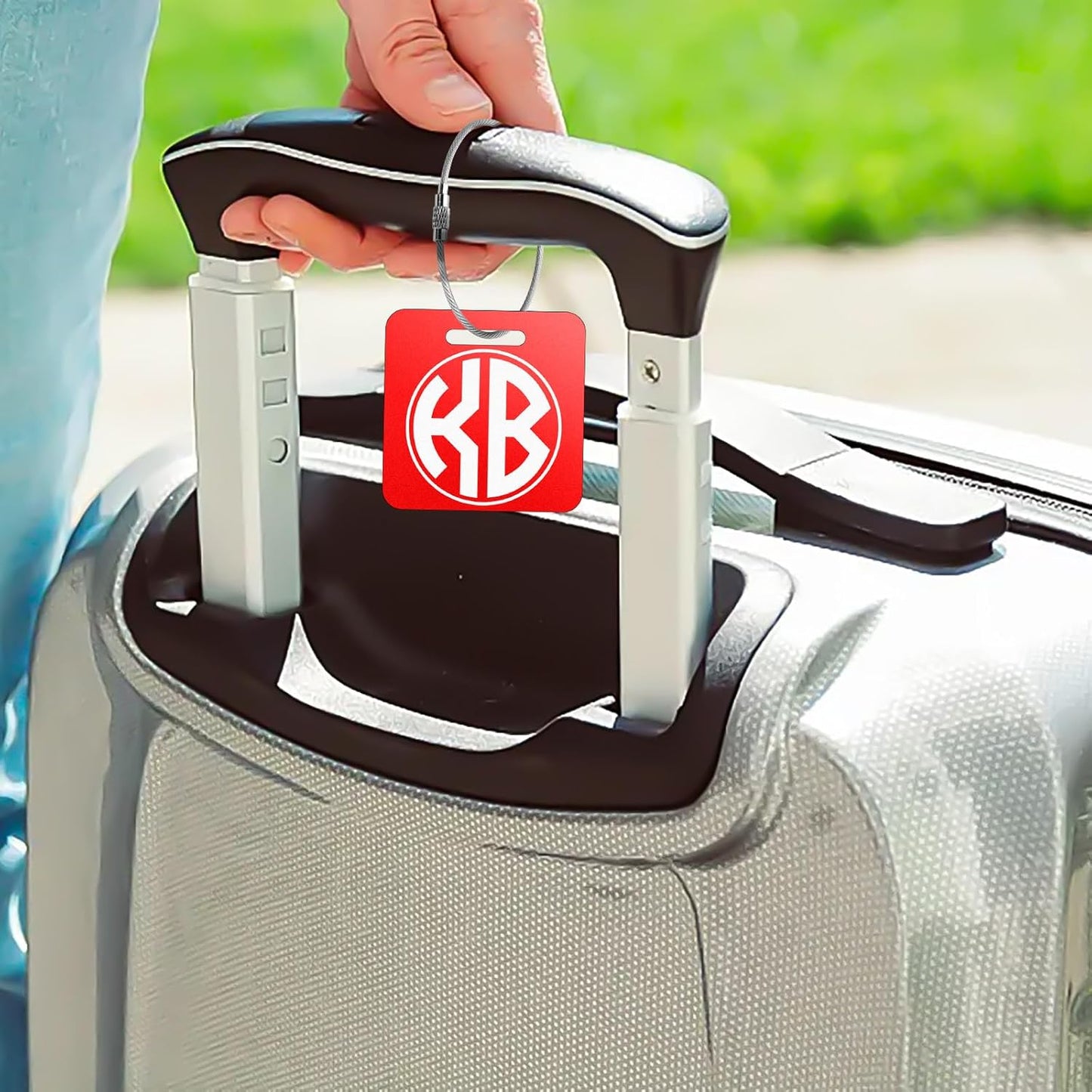 Personalized Monogram Luggage Tags for Suitcases - Metal Engraved Custom ID Luggage Name Tag Pink Black - School Bag Backpack Tags for Kids Women Golf Sport Baggage Travel Essentials