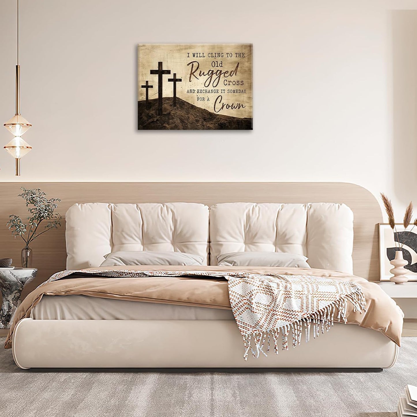 Christian Wall Art, Cross Pictures Wall Decor Religious Canvas Prints Framed Artwork Paintings Poster Home Office Decorations For Bathroom Bedroom Living Room Kitchen 24l X 16w