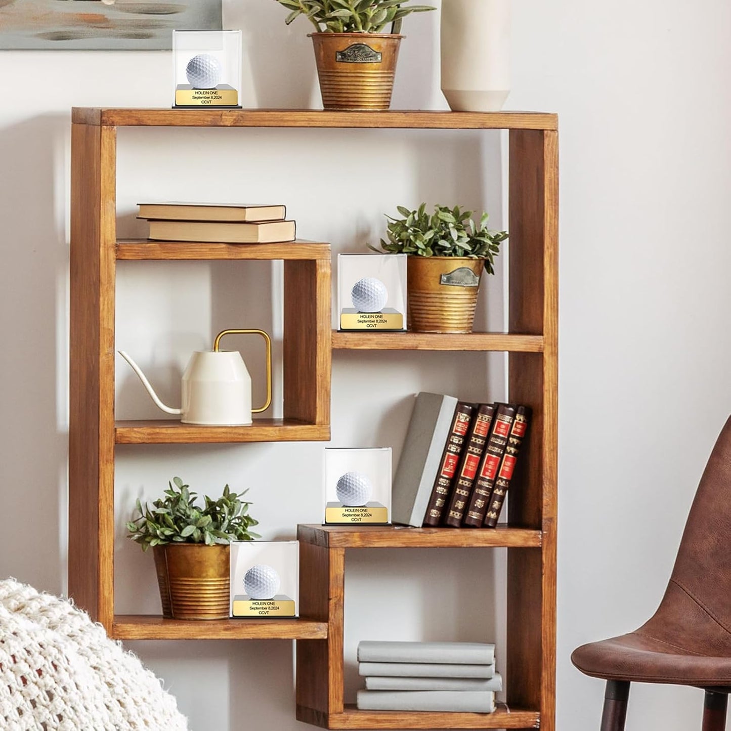 Custom Golf Display Case, Acrylic Golf Ball Display Case, Custom Engraved Plaque, Showcase Your Cherished Golf Ball Memorabilia (Pink Gold)