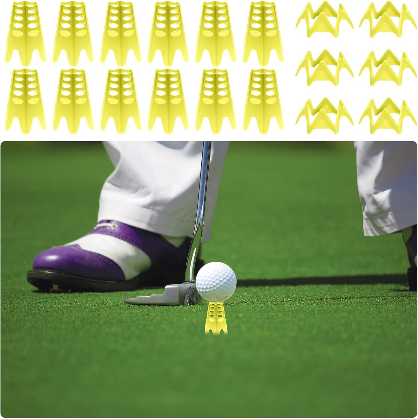 Golf Simulator Tees, Plastic Indoor Golf Mat Tees Practice Turf and Driving Range Winter Golf Tees (18 Pcs)