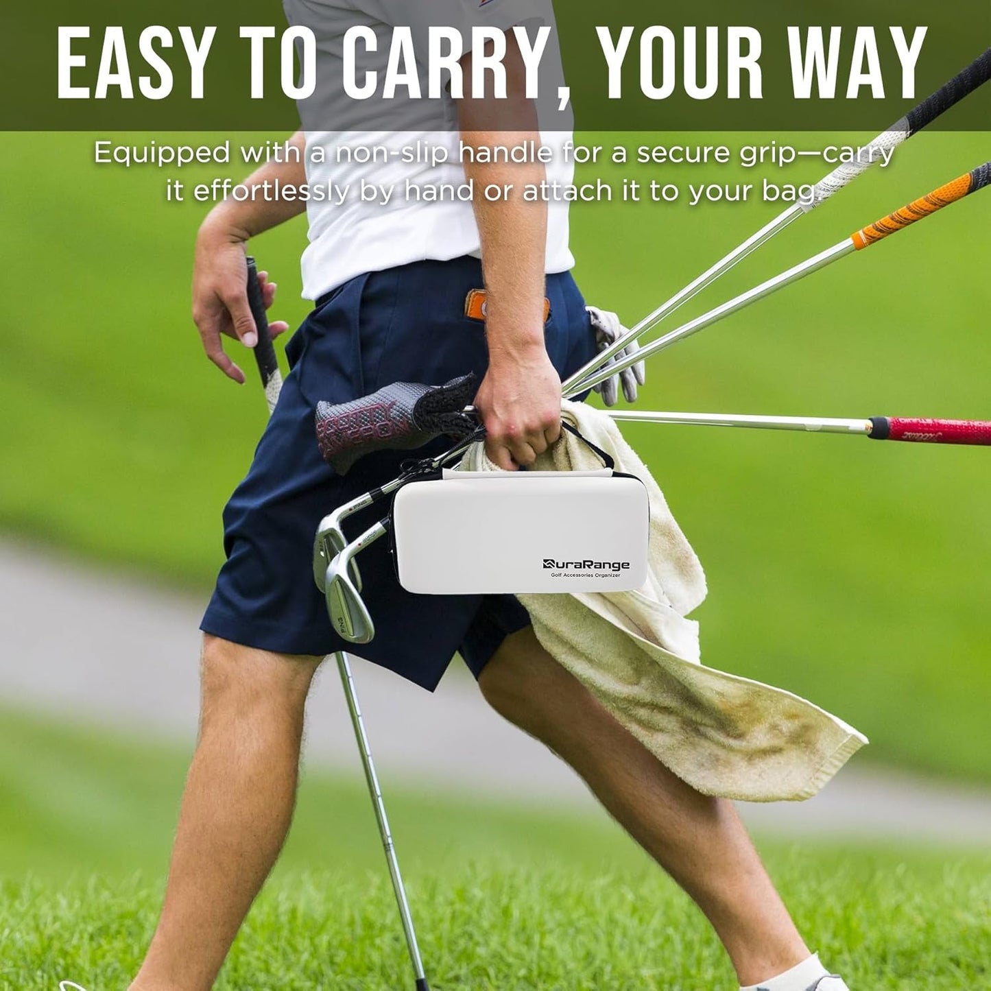 Golf Glove Holder Case with Glove Shaper - Portable Golf Accessories Organizer for Men & Women - Waterproof 900D Nylon, Large Capacity for Balls, Tees, Markers - Ideal Gift