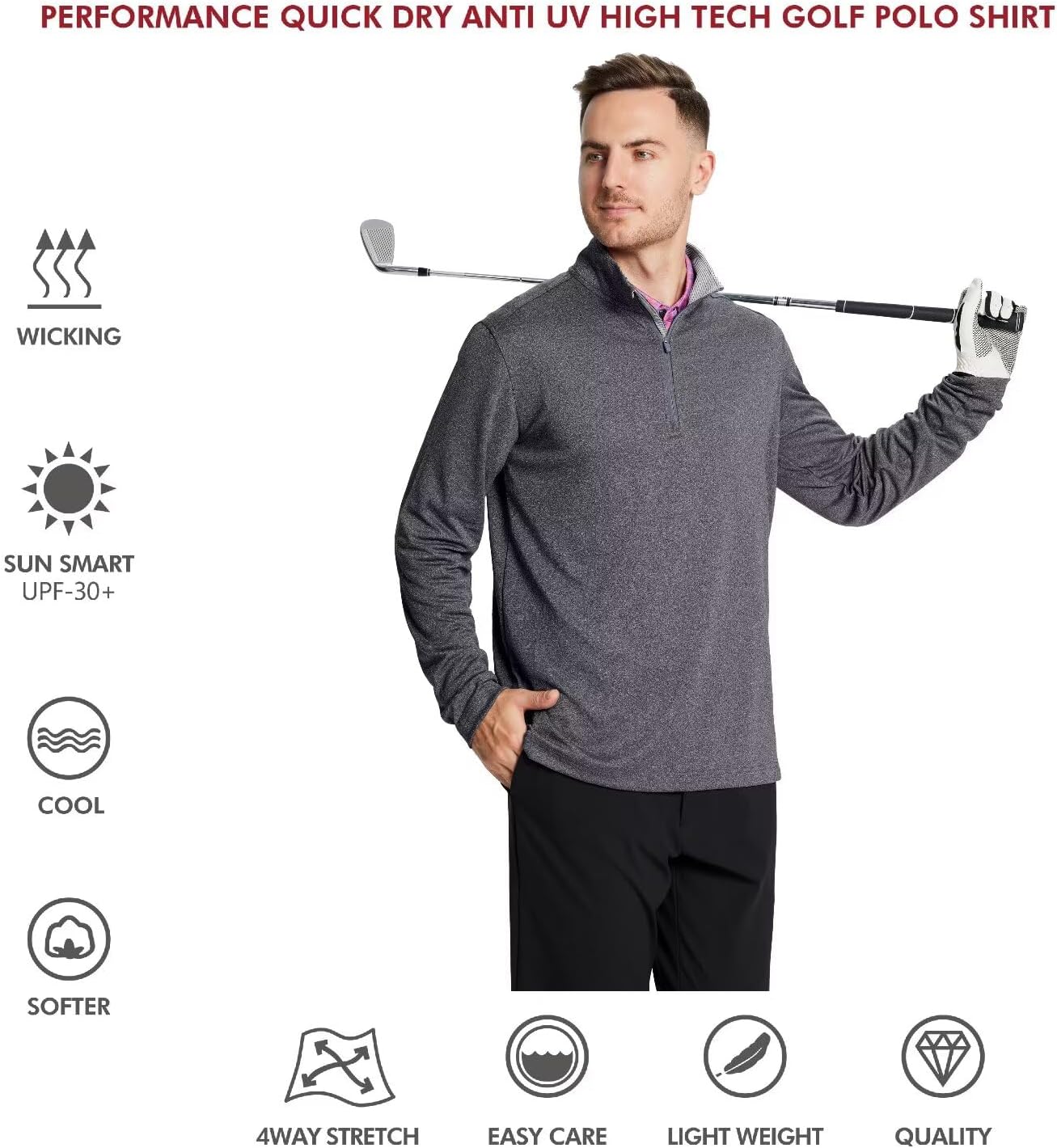 M MAELREG Quarter Zip Golf Pullover Men Dry Fit Long Sleeve Performance Wicking Mock Neck 1/4 Zip Pullover Mens Sweatshirt