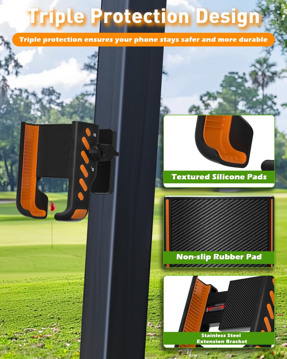 Golf Cart Phone Holder, Phone Caddy for Golf Cart with Super Strong N52 Magnets, Fits EZGO/Yamaha/Club Car/Icon Golf Cart, Golf Accessories for Men & Women - Golf Cart, Gym (2 Pack)