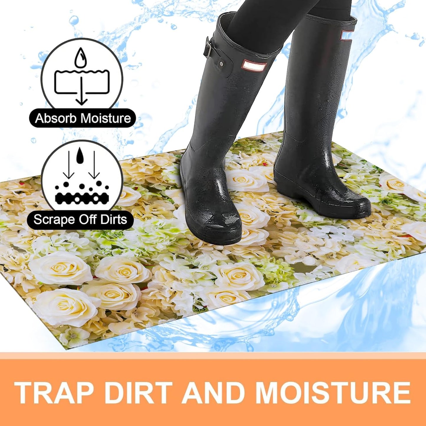 Basketball Fire Indoor Doormat, Non-Woven Fabrics Non Slip Floor Mat 17x29.5 in Area Rug Quick Absorbent Entrance Rug Front Door Mat, Welcome Mats Entryway Rug Doormats for Kitchen Home Bedroom