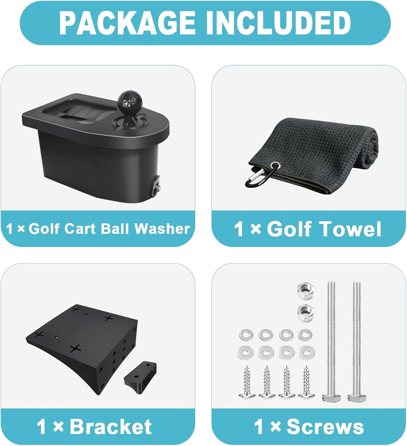 Golf Cart Ball Washer and Club Cleaner Kit, Golf Ball Cleaner and Club Head Washer with Golf Towel, Universal Golf Ball Washer Cleaner for EZGO, Club Car, Yamaha, Advanced EV, Star EV