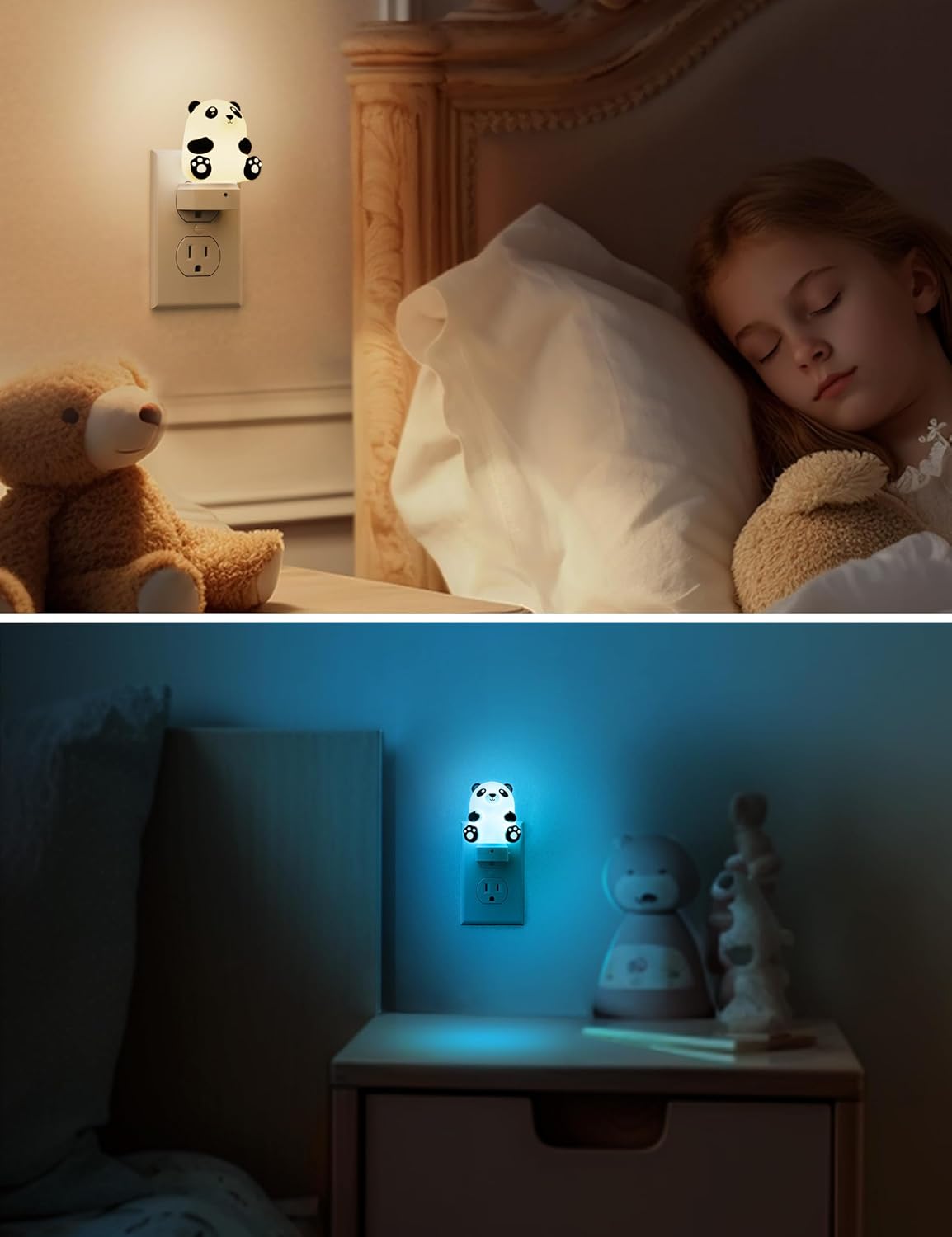 L LOHAS LED Night Light for Kids, 3D Cute Night Light Plug in, Dusk to Dawn Nursery Night Lights, RGB+Soft White 3000K, 3 Lighting Modes, Room Decor, Children