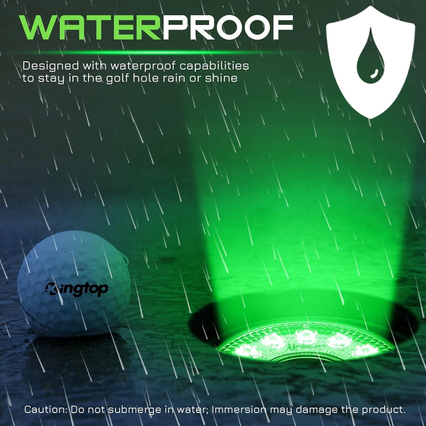 KINGTOP Rechargeable LED Golf Hole Light - Waterproof, Focused Illumination Lens, Remote-Controlled, Perfect for Backyard Night Golf Practice Putting Green Cup Lights, Camping, Outdoor Party