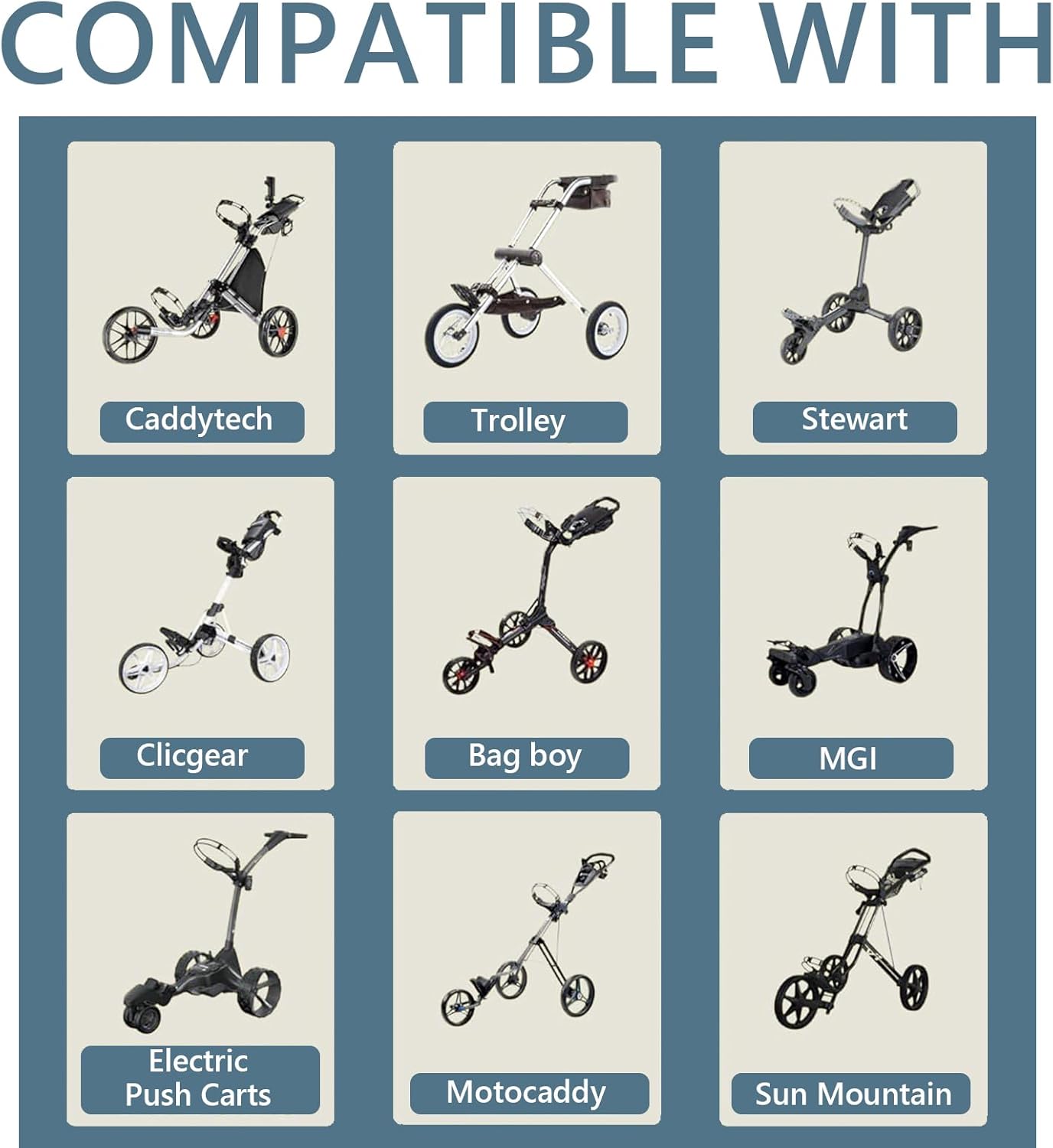 TUYUU Golf Push Cart Organizer, Accessories Pouch Bag, Drink Holder, Black