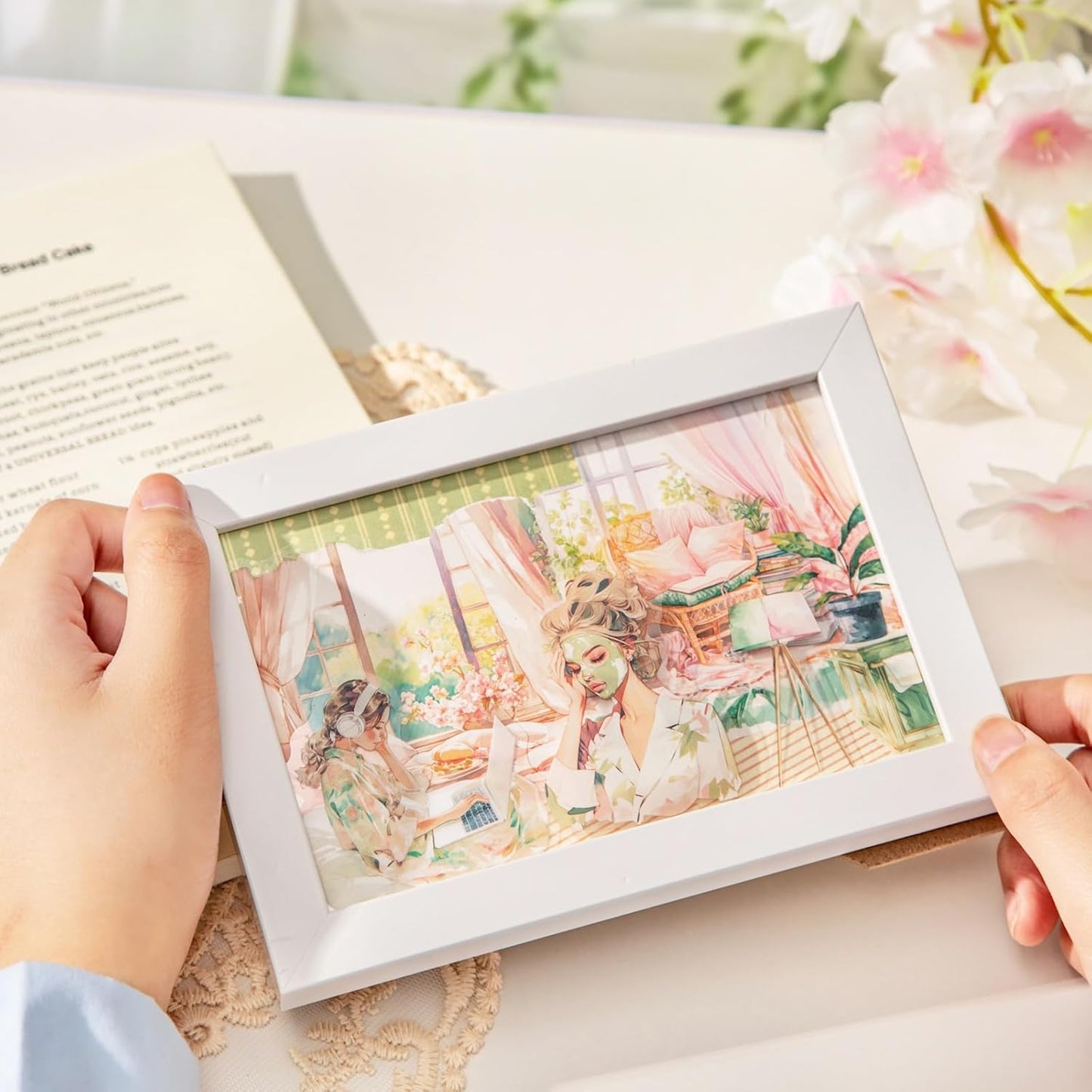 Cozy Home PET Stickers Set, 120PCS Vintage Girl and Room Aesthetic Stickers for Journaling, Scrapbooking, Planners and DIY Crafts