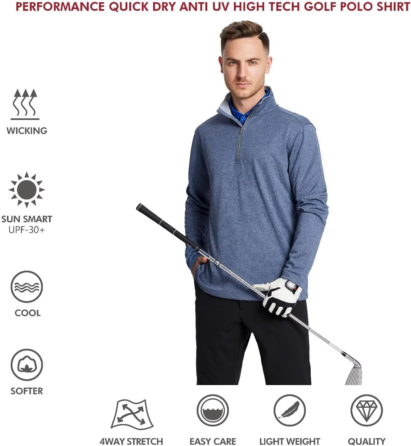 M MAELREG Quarter Zip Golf Pullover Men Dry Fit Long Sleeve Performance Wicking Mock Neck 1/4 Zip Pullover Mens Sweatshirt