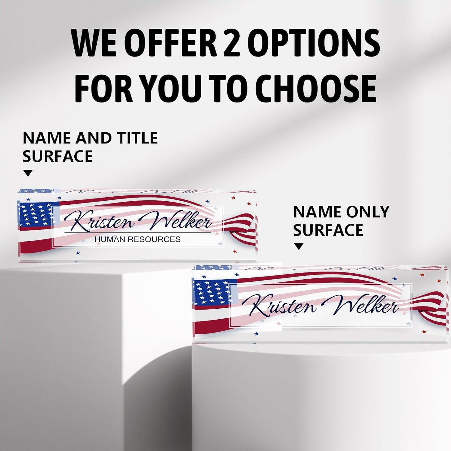 Personalized Name Plate for Desk Custom Acrylic Desk Name Plate Custom Employee Appreciation Gifts Office Gifts for Women, Men, Boss, Coworkers, Teacher, Nurse (Flag 2)